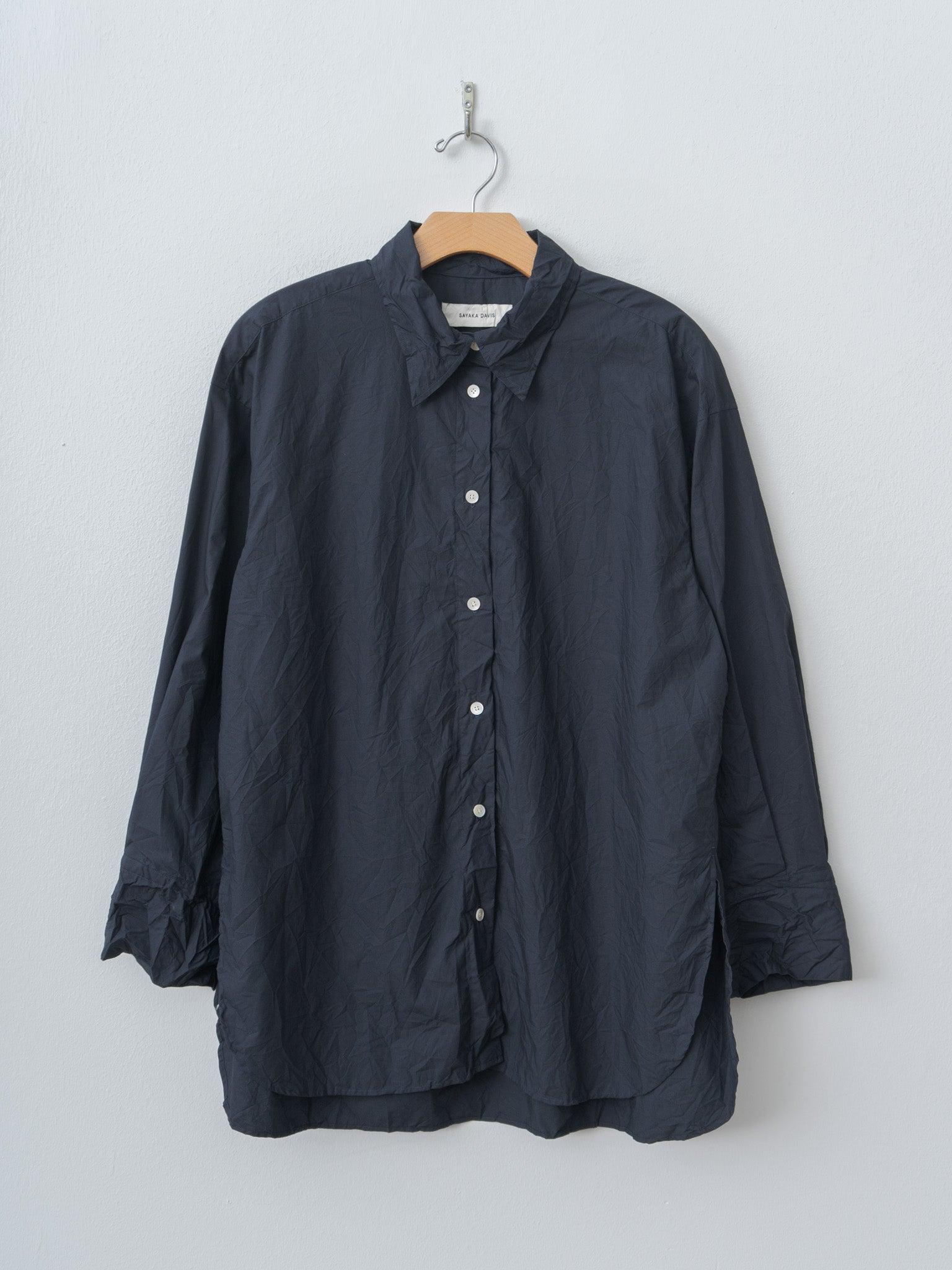 Crinkled Oversized Shirt - Navy