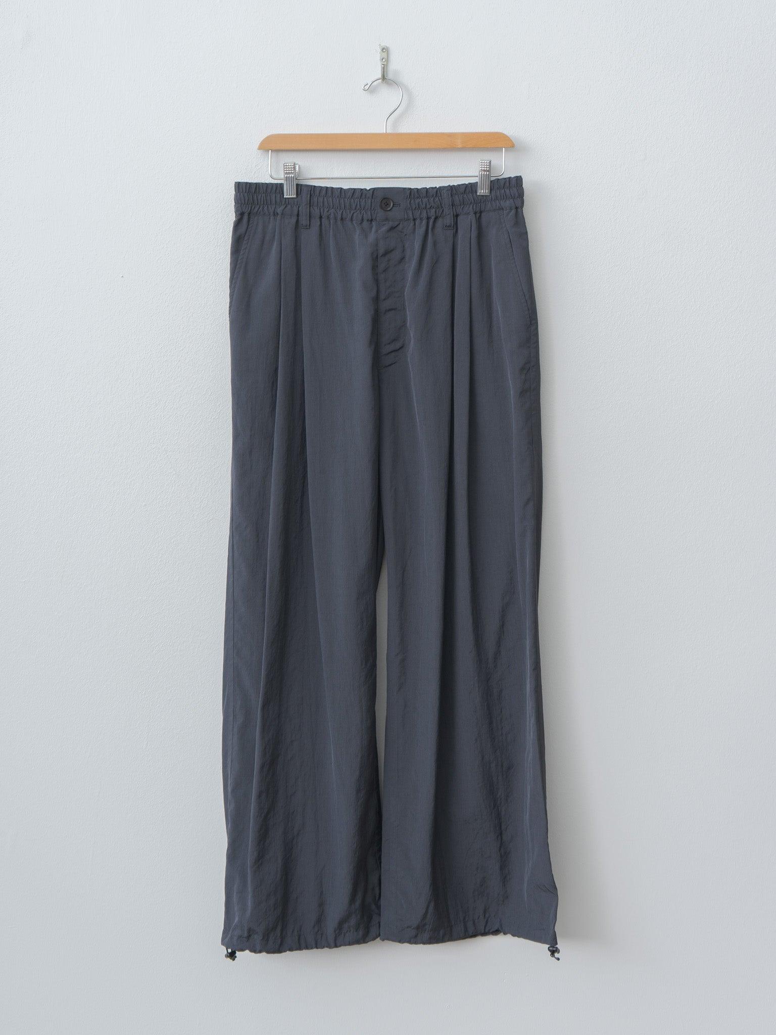 Silk Nylon 2Pleated Easy Pants - Dusty Navy
