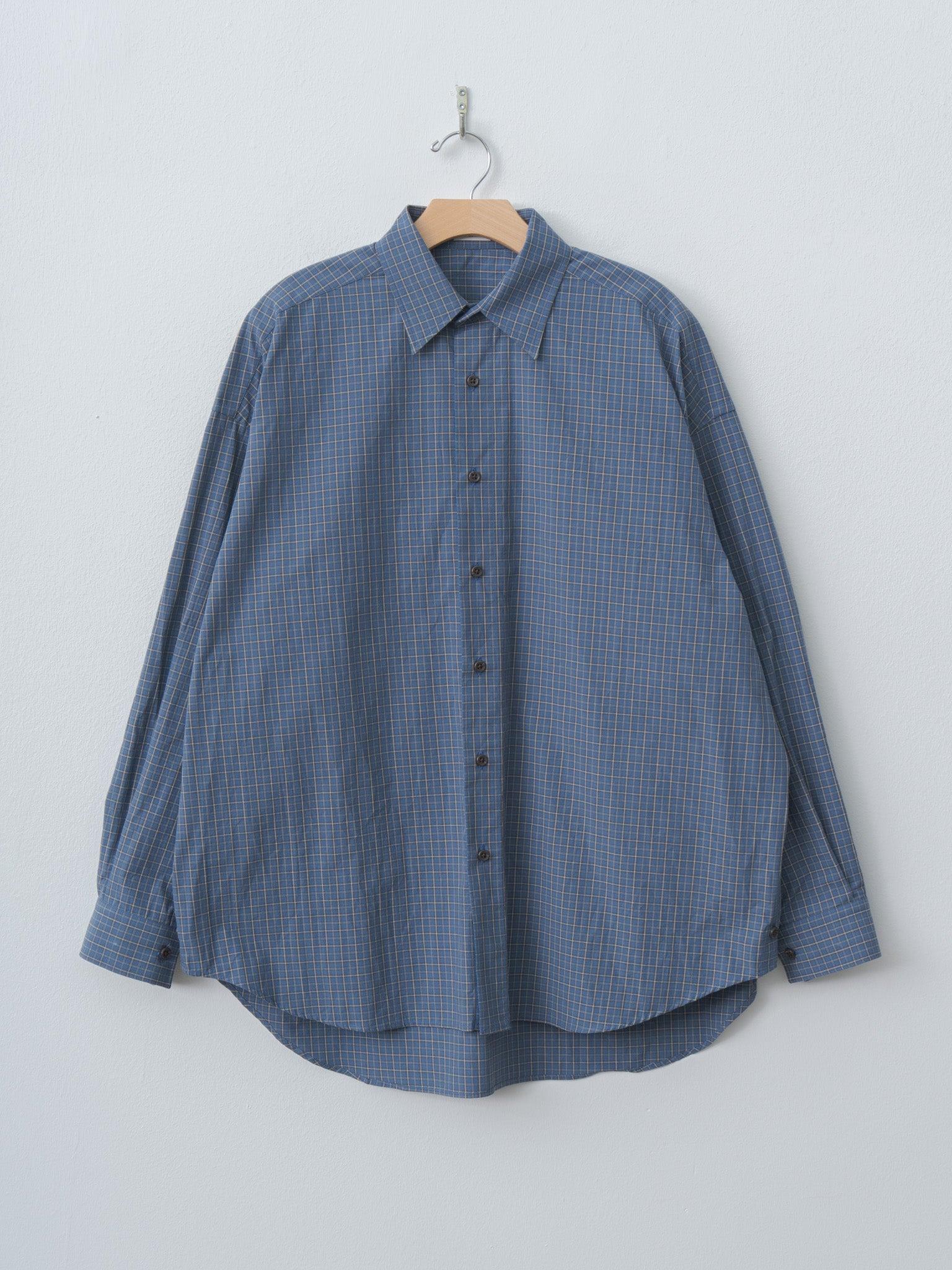 Cotton Check Cape Shirt - Blue
