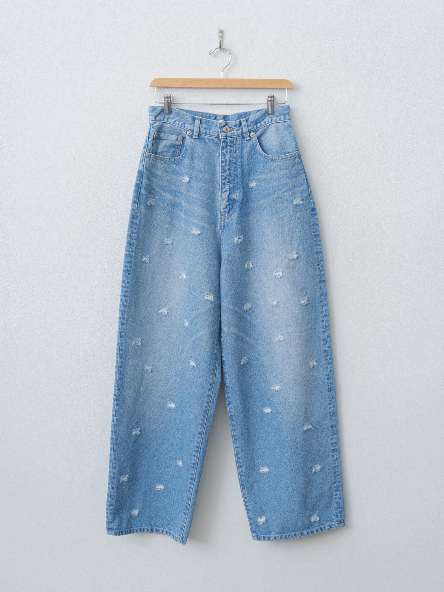 Dot Hole Denim Pants - Blue Used