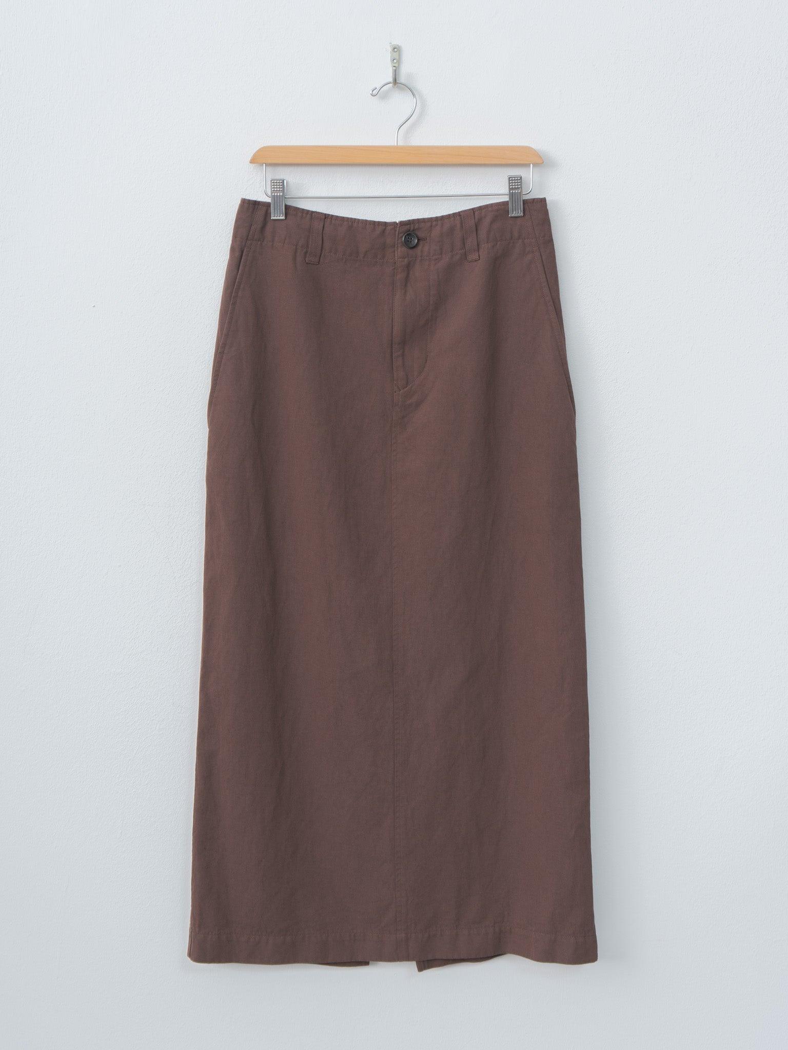 Cotton & Linen Garment Dyeing Maxi Skirt - Chocolate Brown
