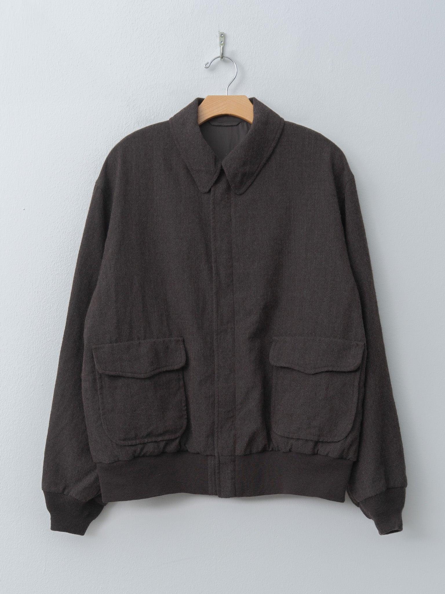 Wool Herringbone Flight Jacket - Top Brown