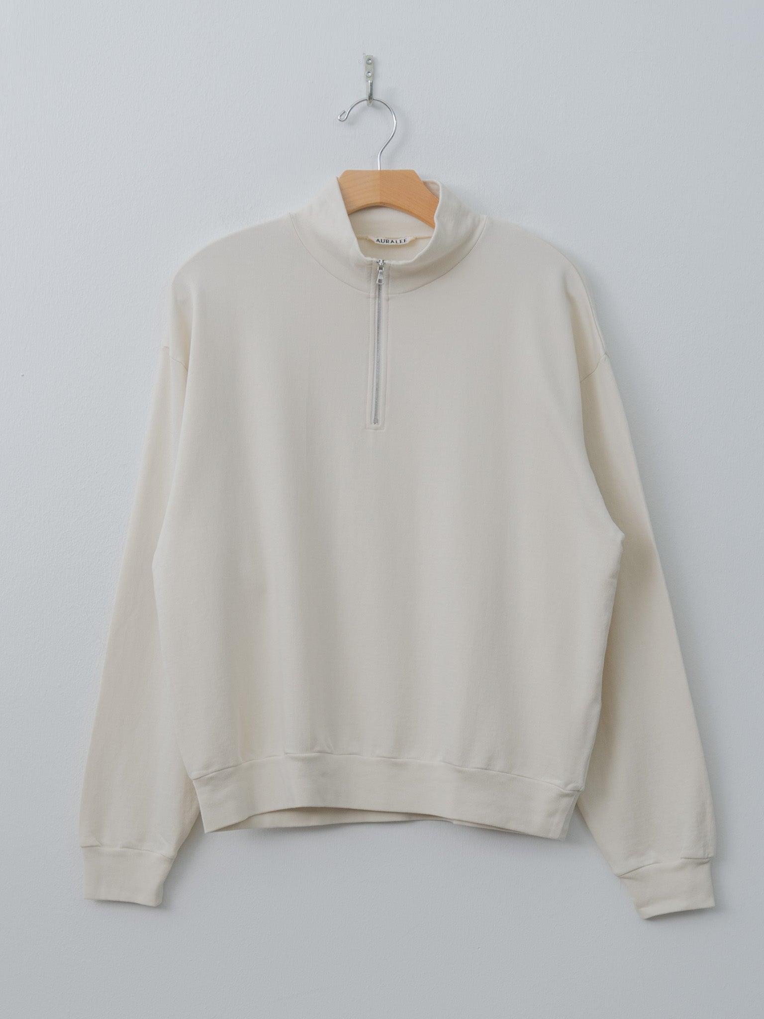 Super High Gauge Sweat Half Zip P/O - Ivory White, Burgundy
