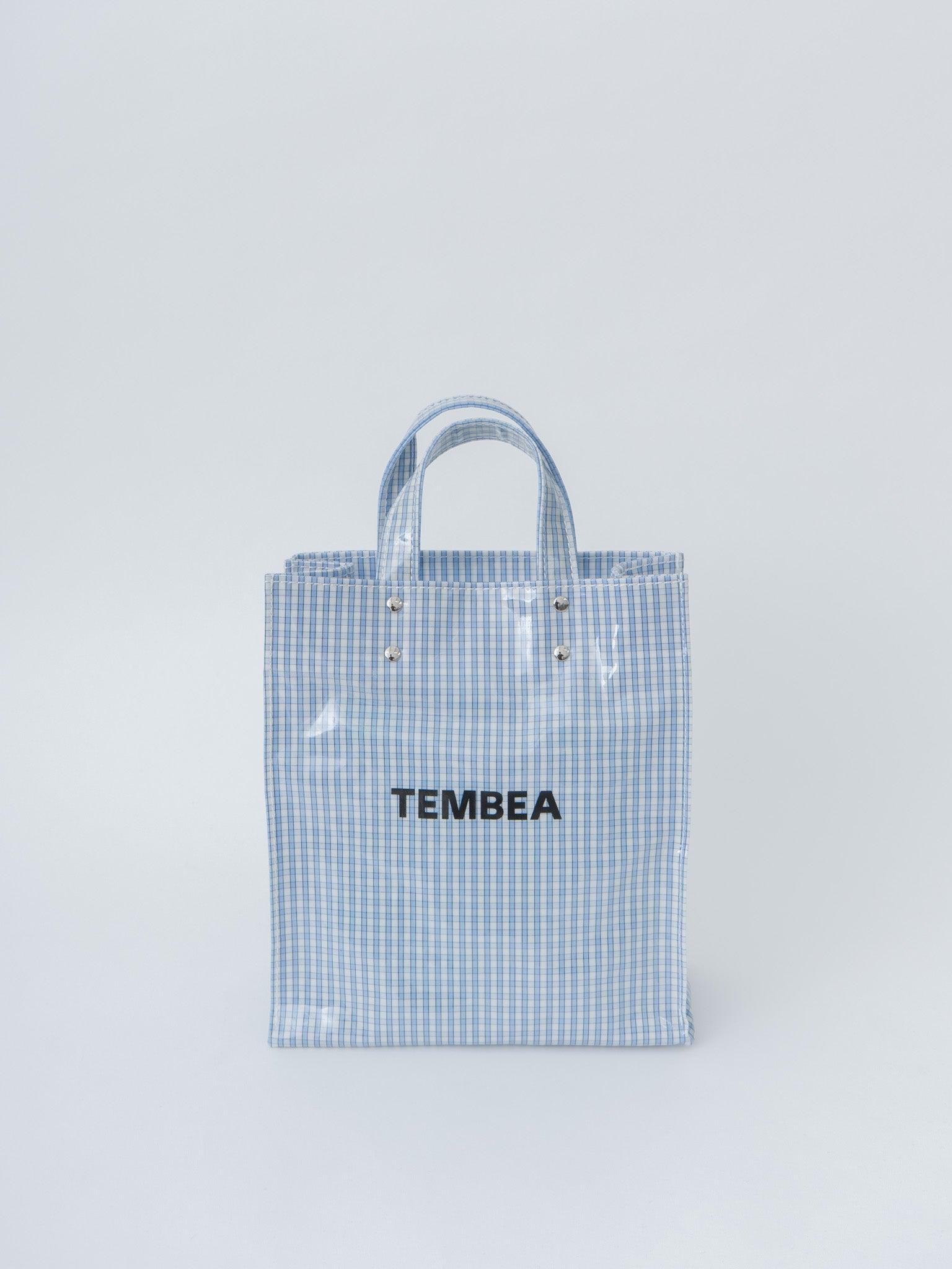Paper Tote Small - Gingham Green, Check Blue, Check Light Blue