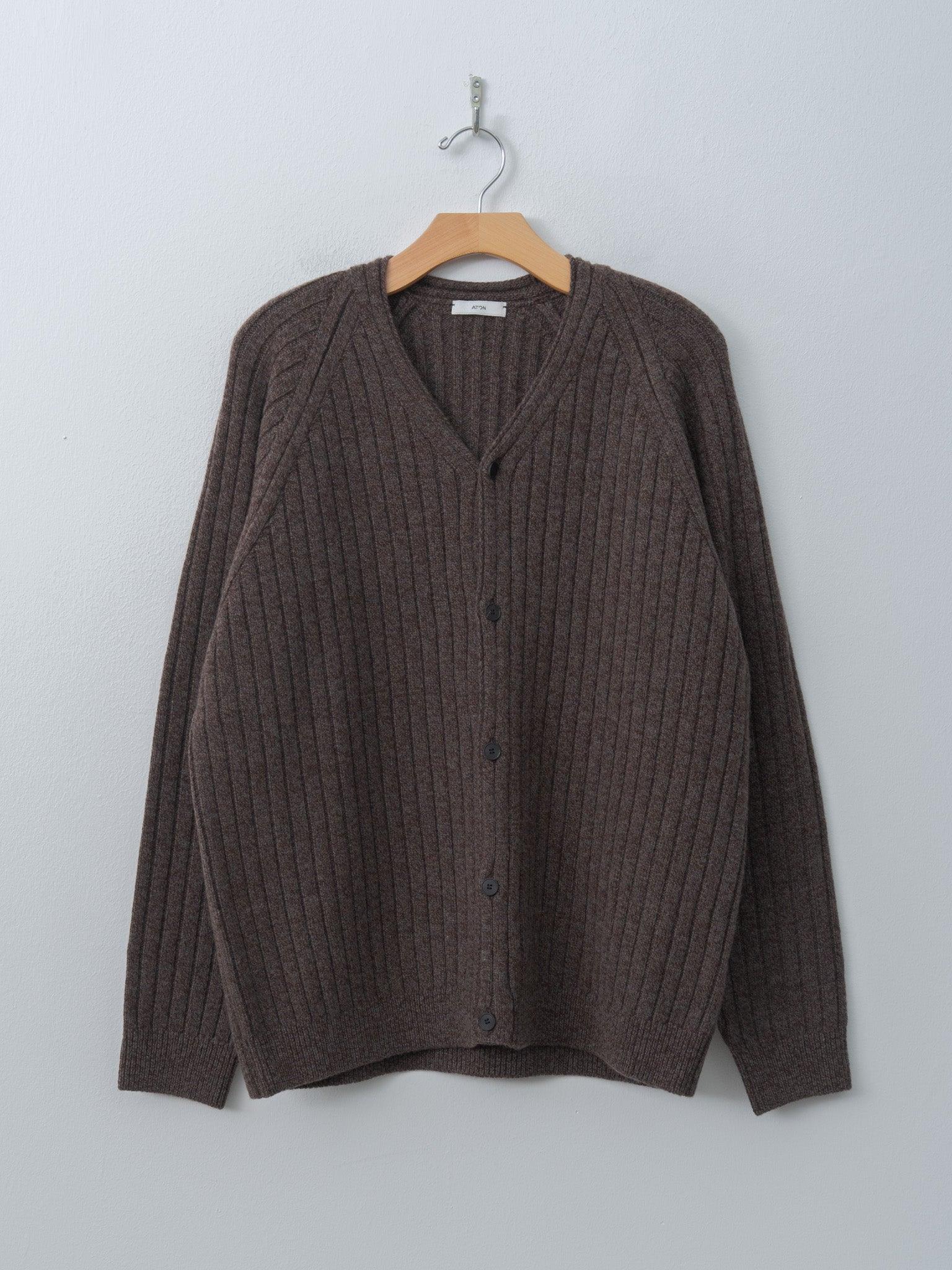 Lambswool V-Neck Cardigan - Beige, Brown