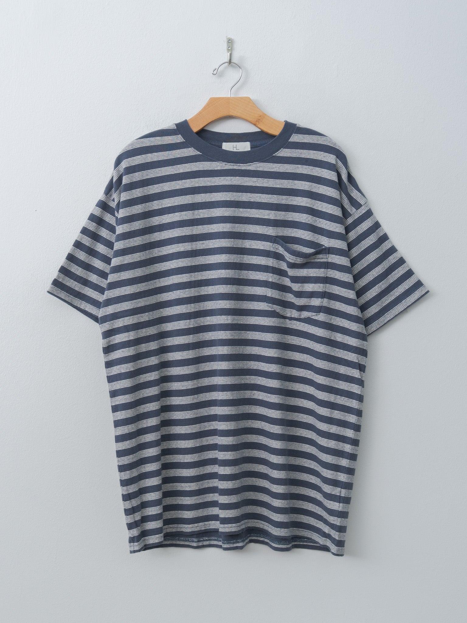 Work T-Shirt - Navy Border, Brown Border