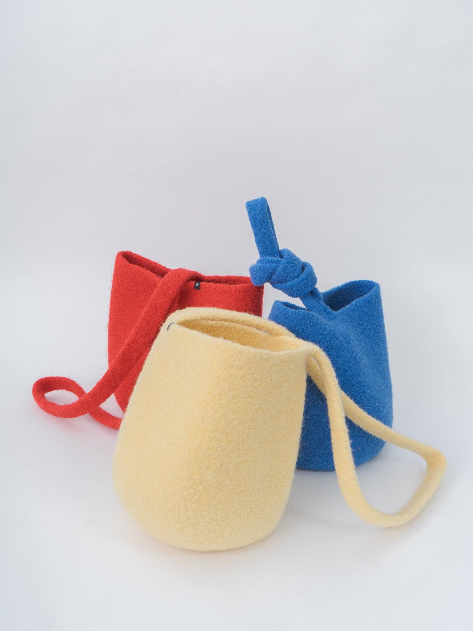 Long Strap Bucket Bag - Scarlet, Light Yellow, Bluebelle