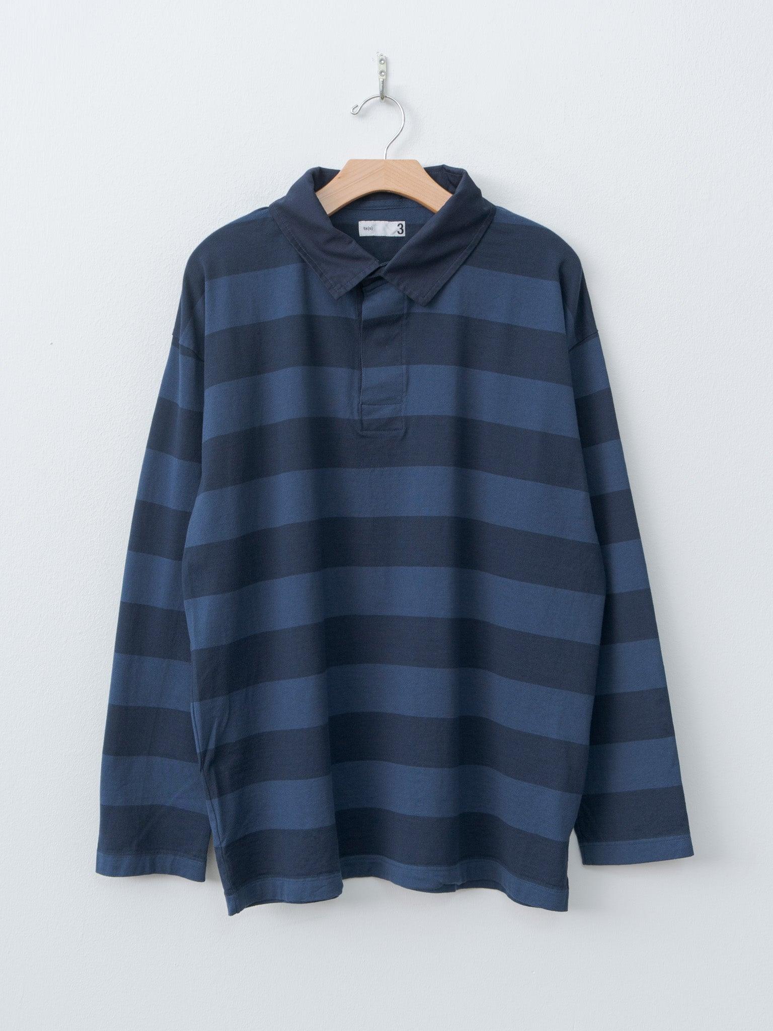 Garment Dye Stripe Rugby Shirt - Navy