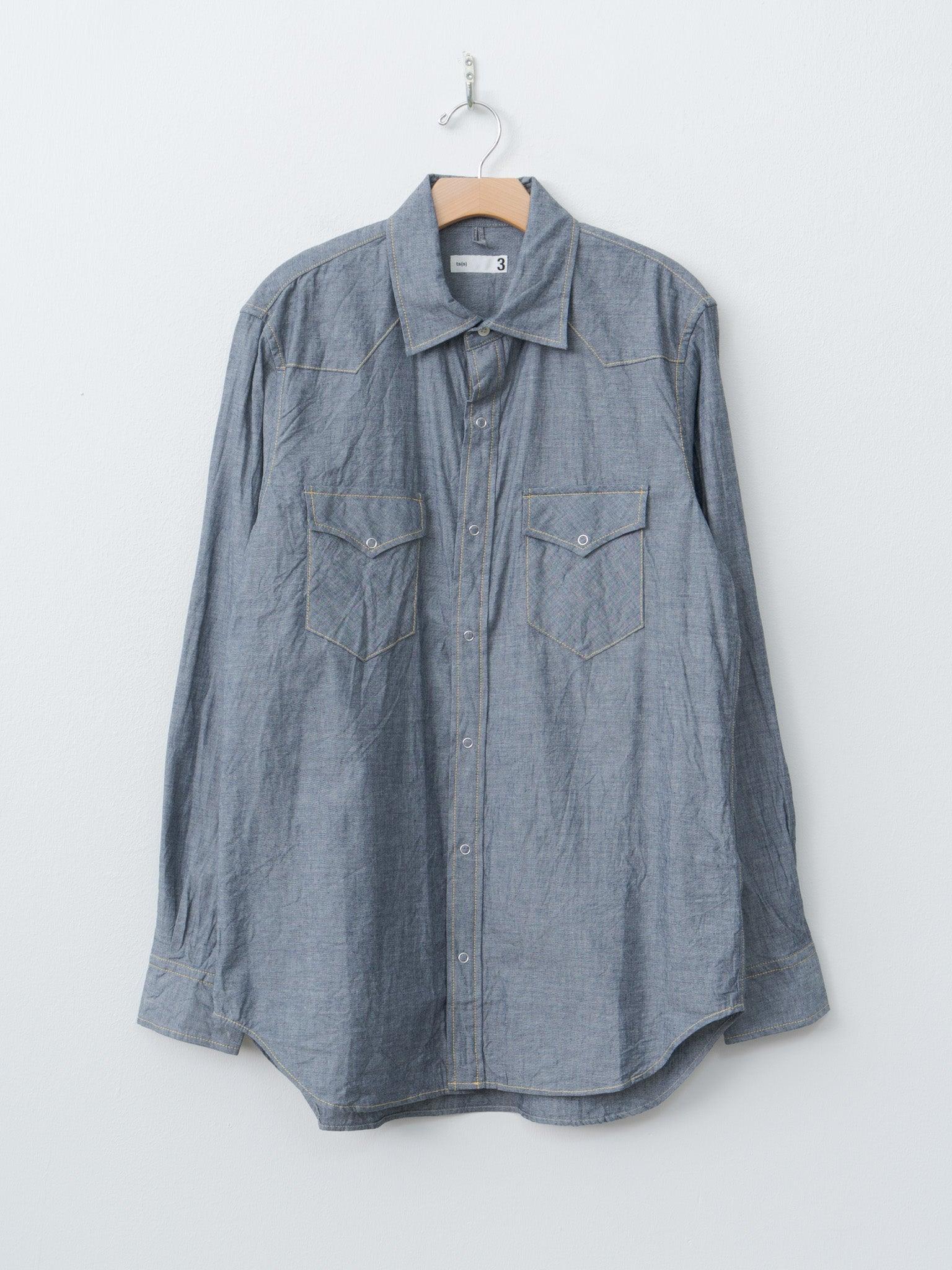 Indigo Cotton Chambray Western Shirt - Navy