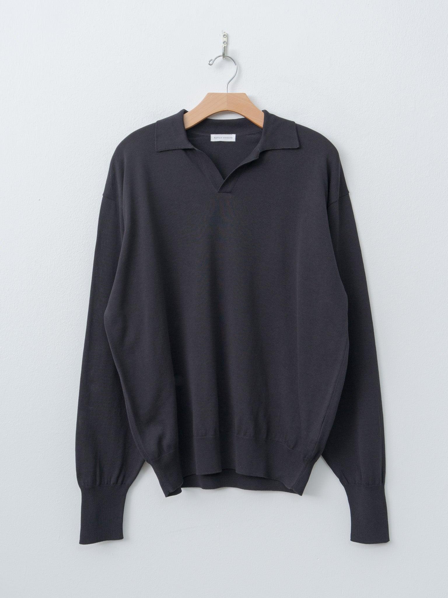 Cotton Knit Skipper Shirt - Dark Navy