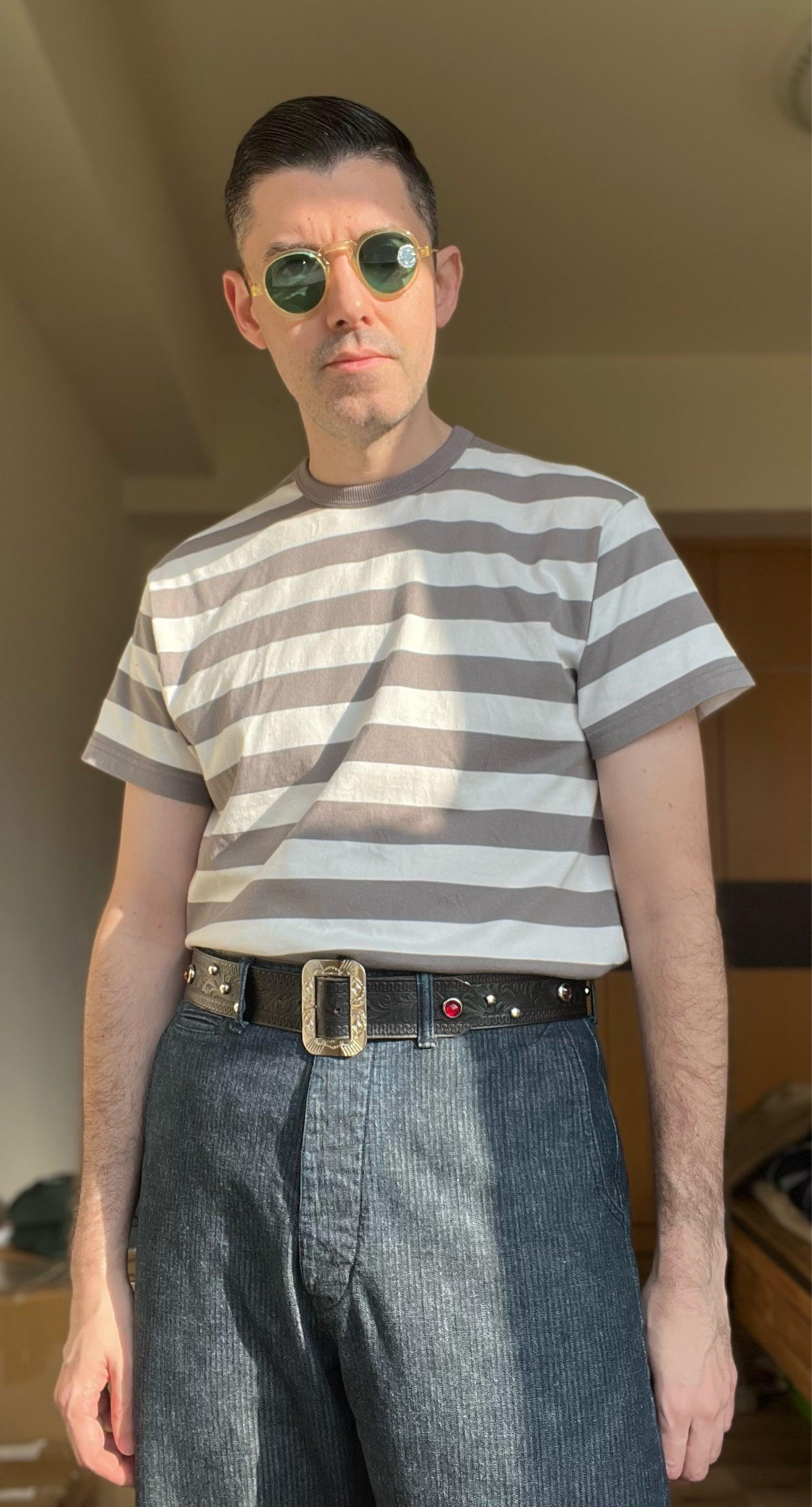 {Now Shipping} 1930s-style Border Stripe Tee (Grey x White)