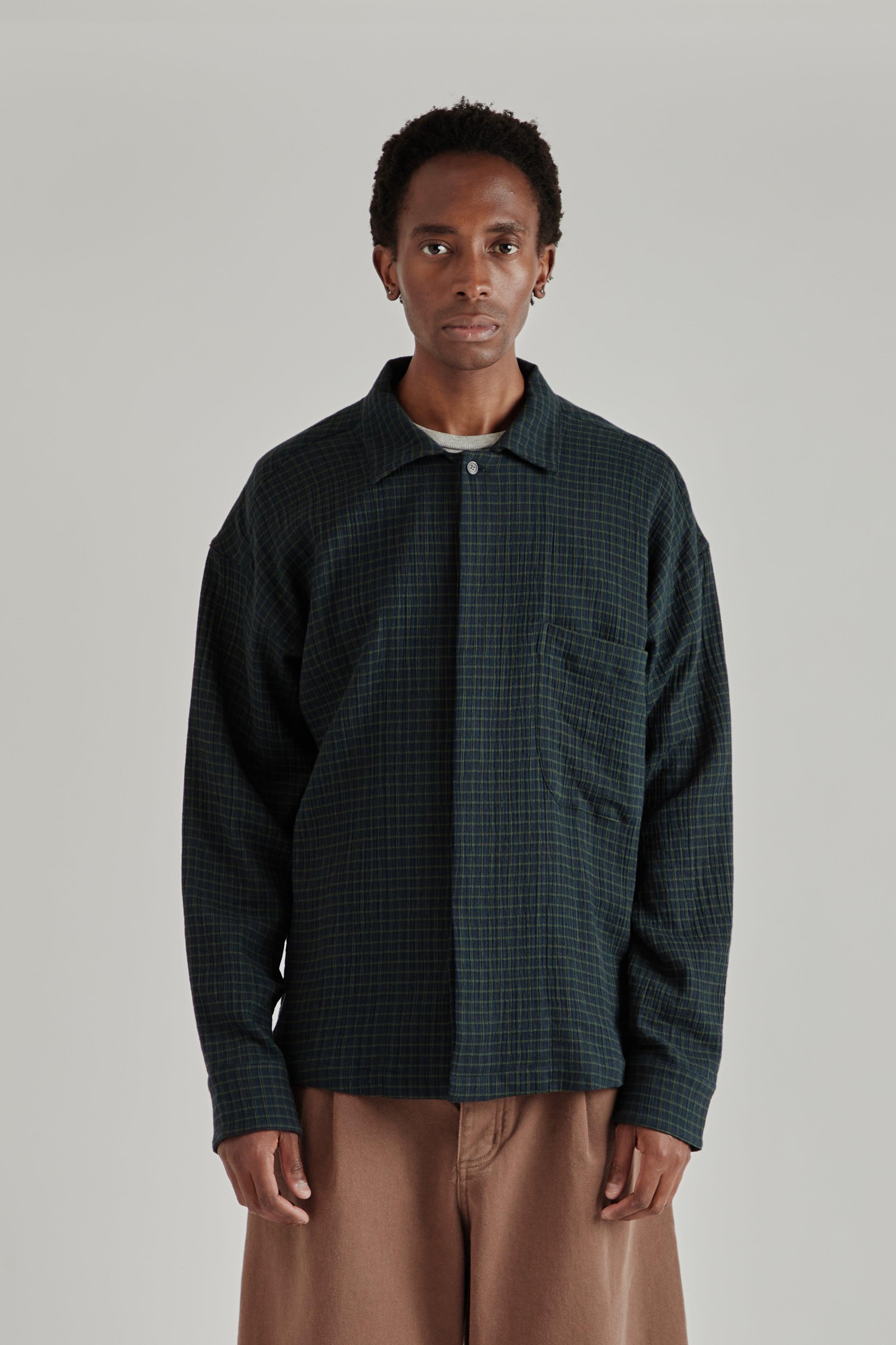 Rumba Shirt - Navy Green Stripe
