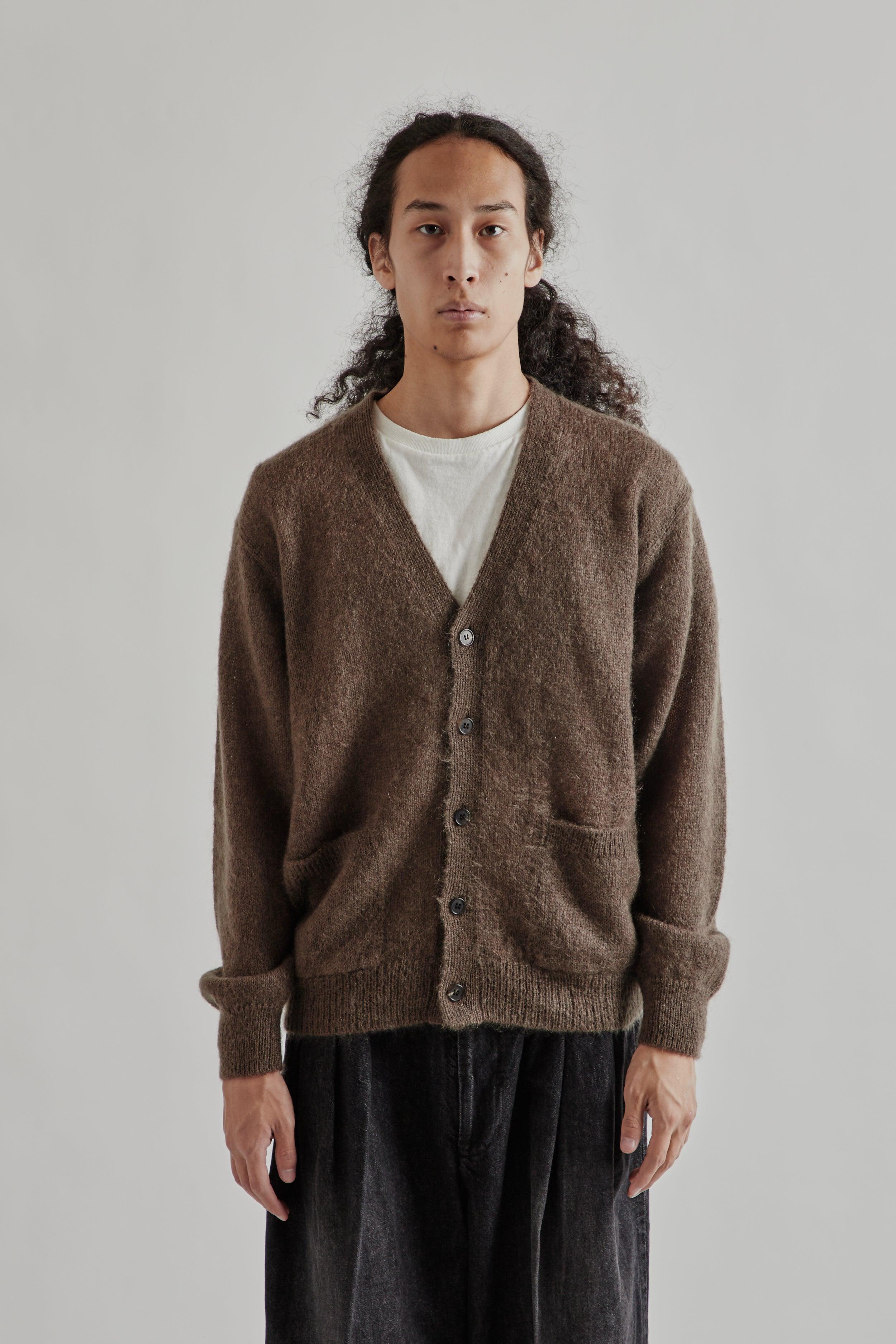 Pure Mohair V Cardigan - Olive