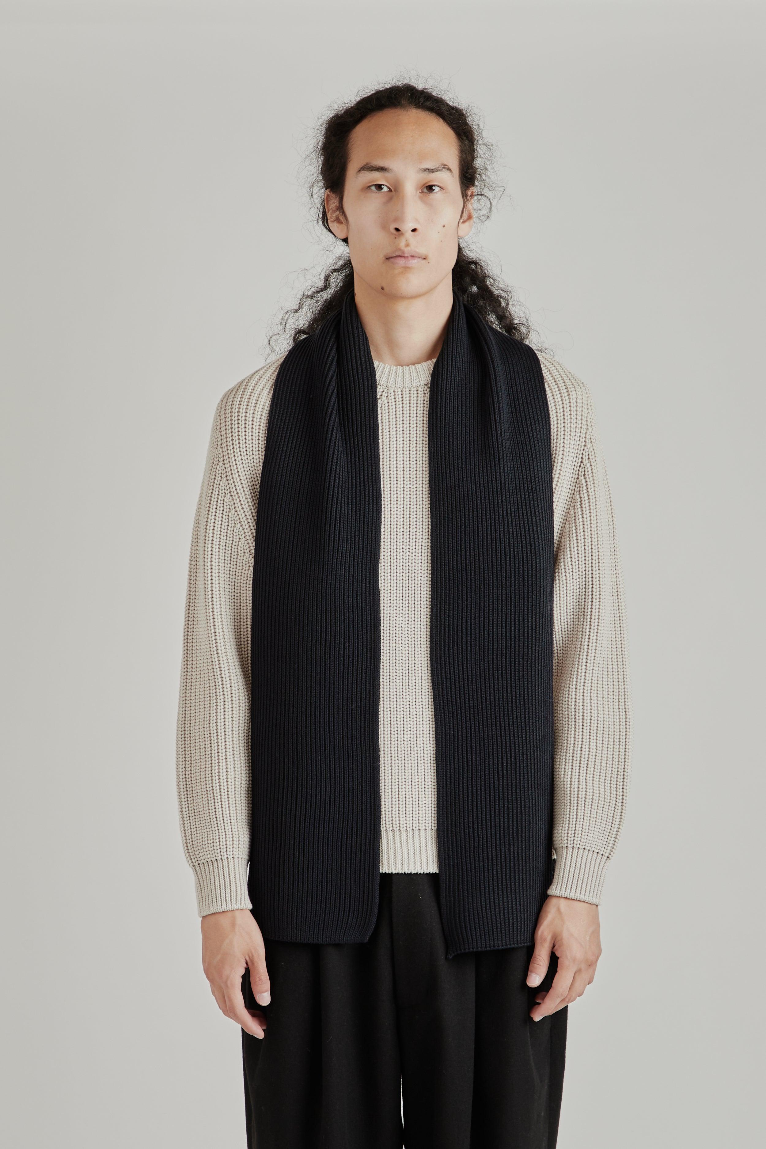 Solid Wool Muffler - Navy
