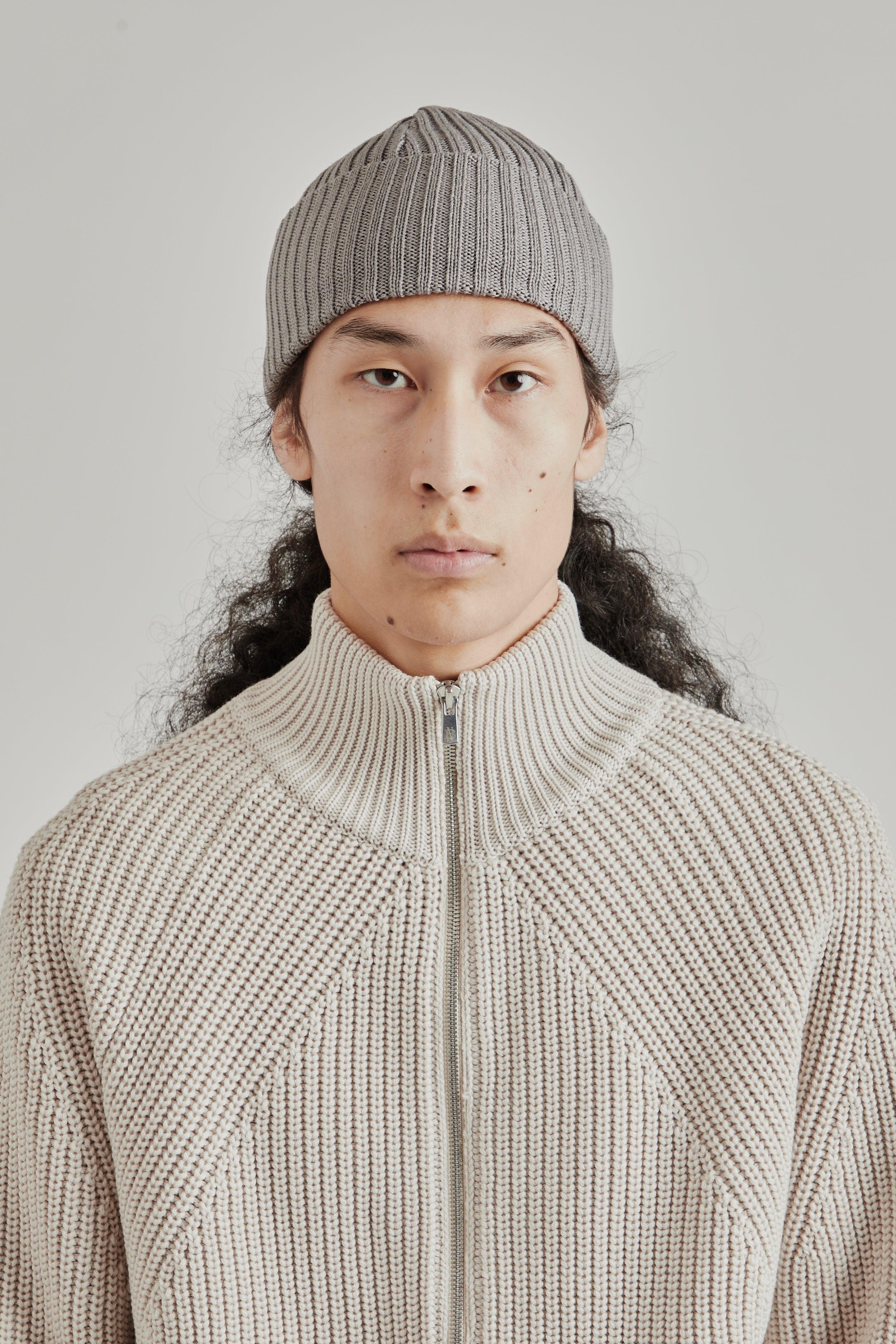 Solid Wool Short Knit Cap - Gray