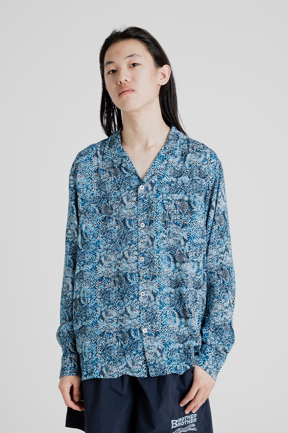 LS Rayon Shirt - Blue Snakeskin