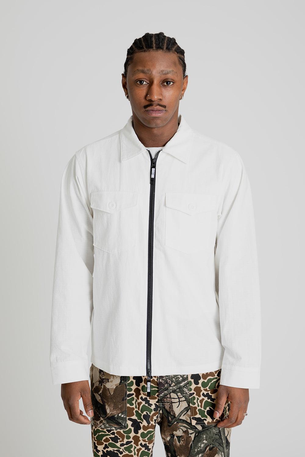 Ripstop Military Zip LS Shirt - White