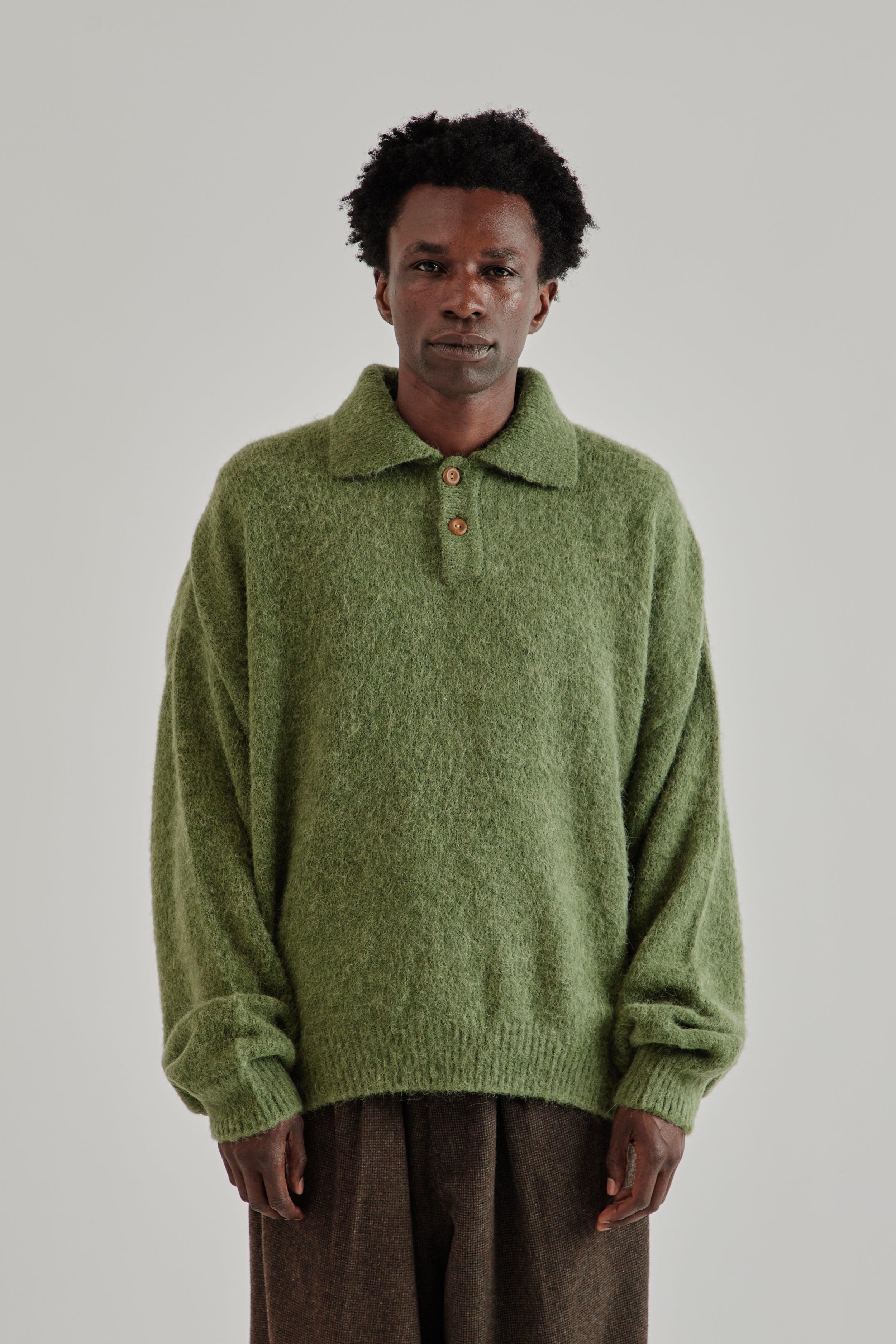 Alpaca Polo Sweater - Green