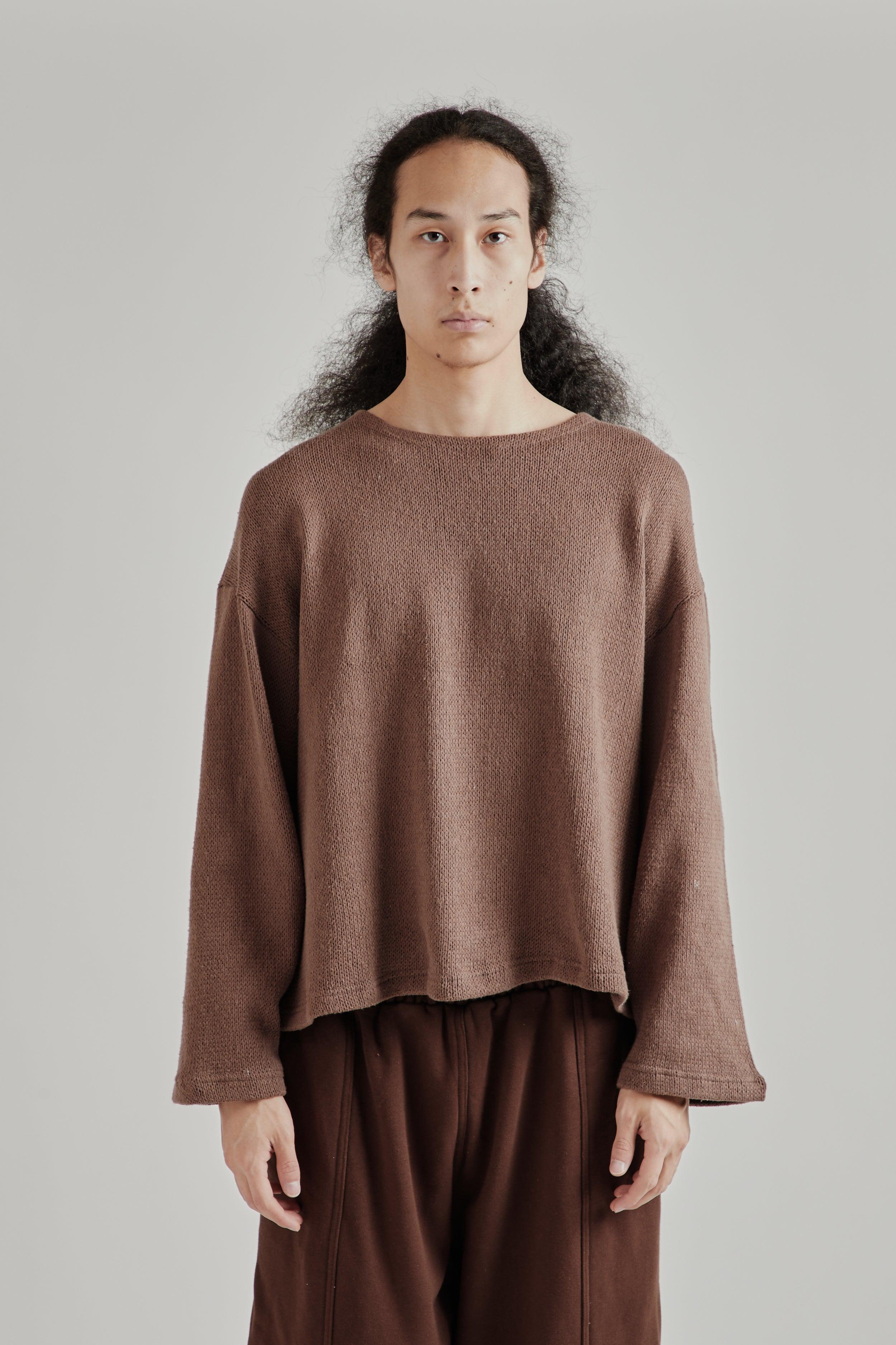 Crochet Boxy Sweater - Brown