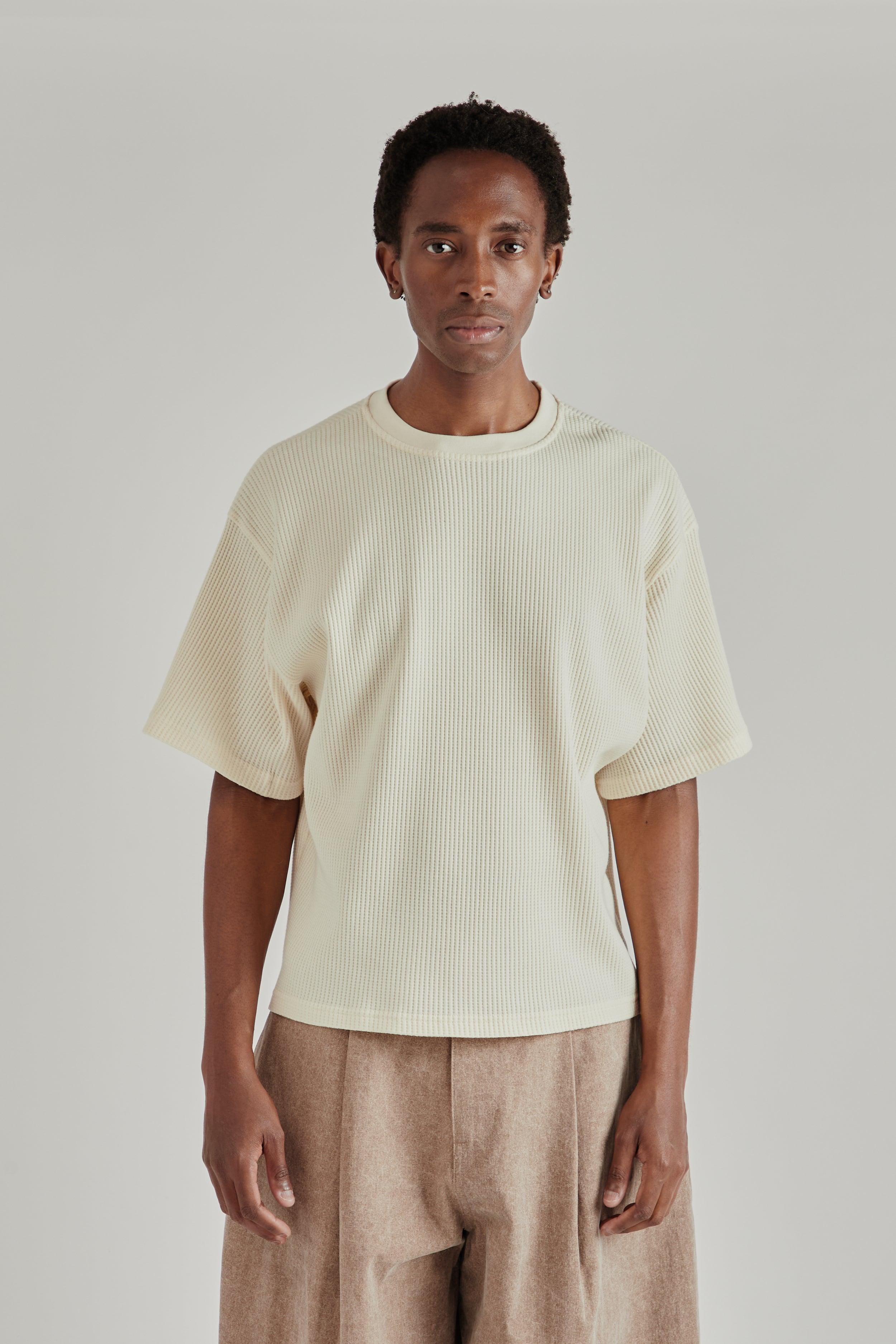 Cropped Waffle Tee - Cream