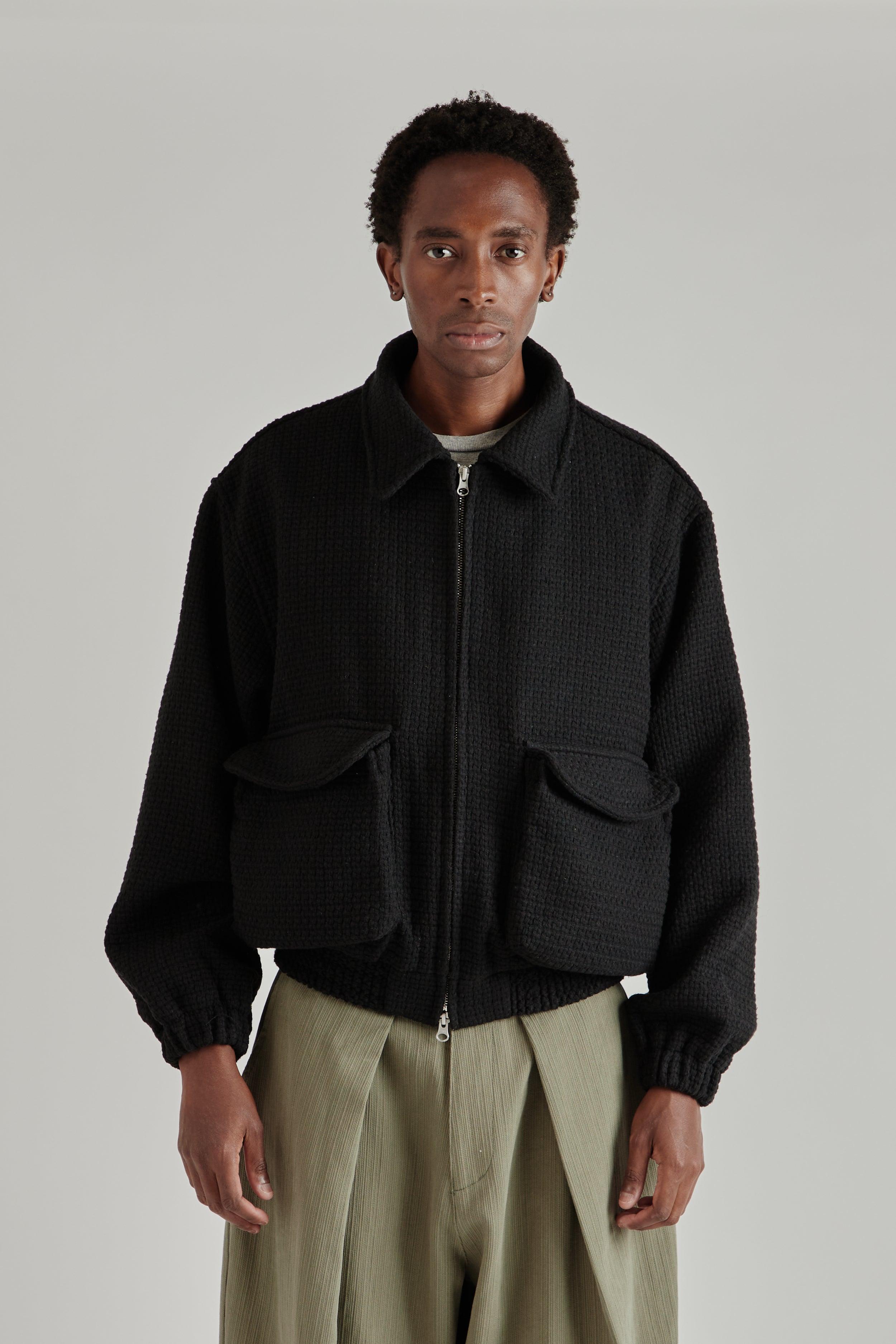Tweed Bomber Jacket - Black
