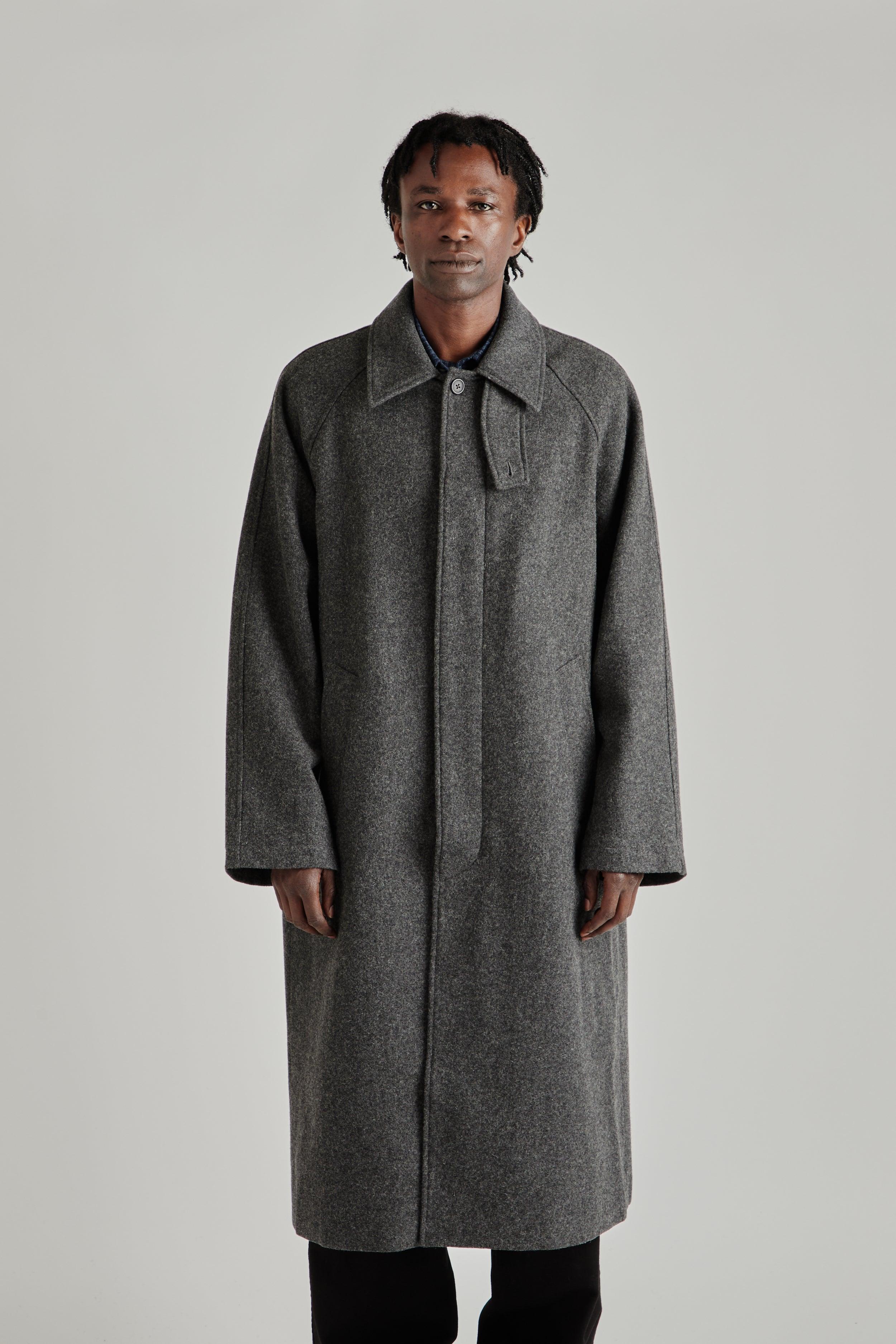 Raglan Top Coat - Wool Grey