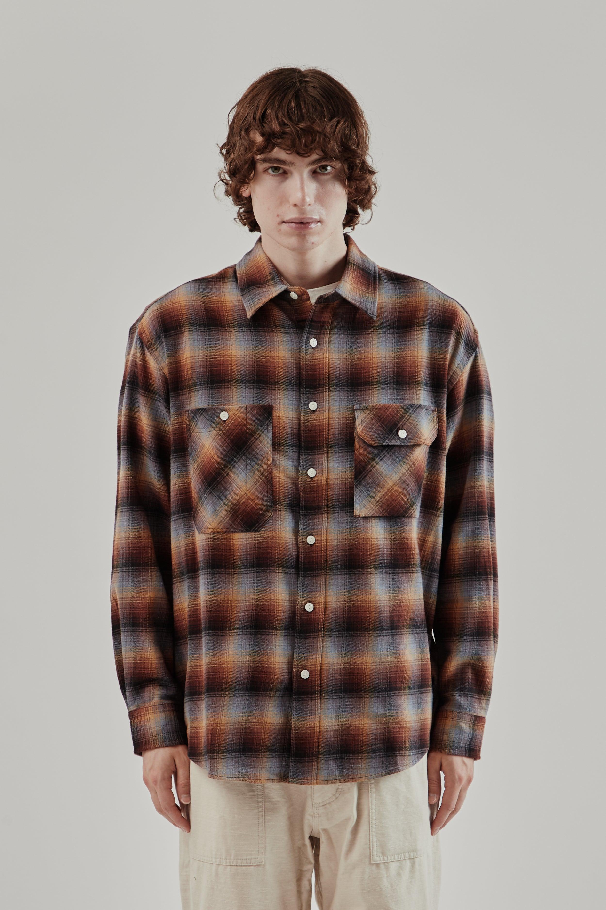 Flannel Check Work Shirt - Brown Sky