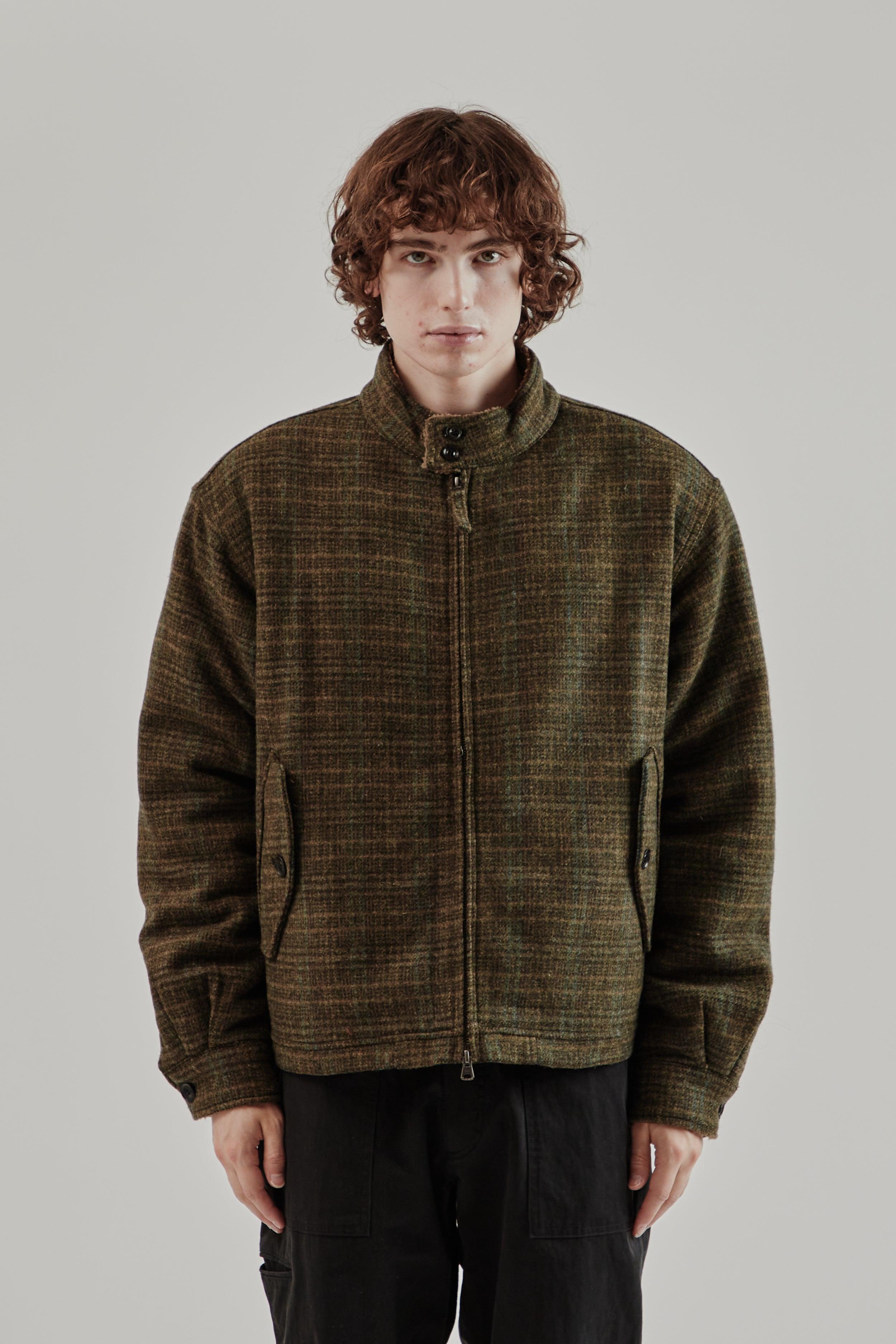 Fluffy Wool Harrington Jacket - Seaweed