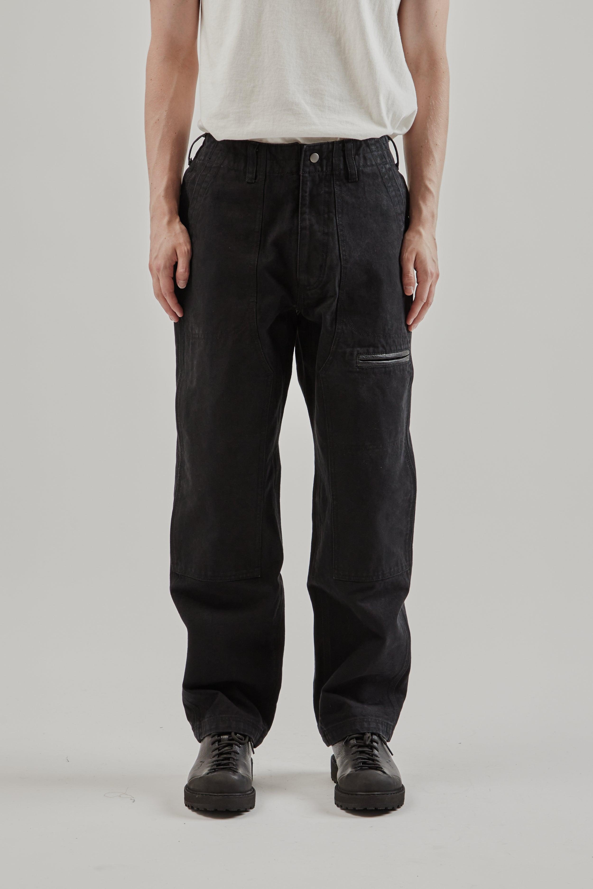 Heavy Canvas Destroyed Double Knee Pants - Black