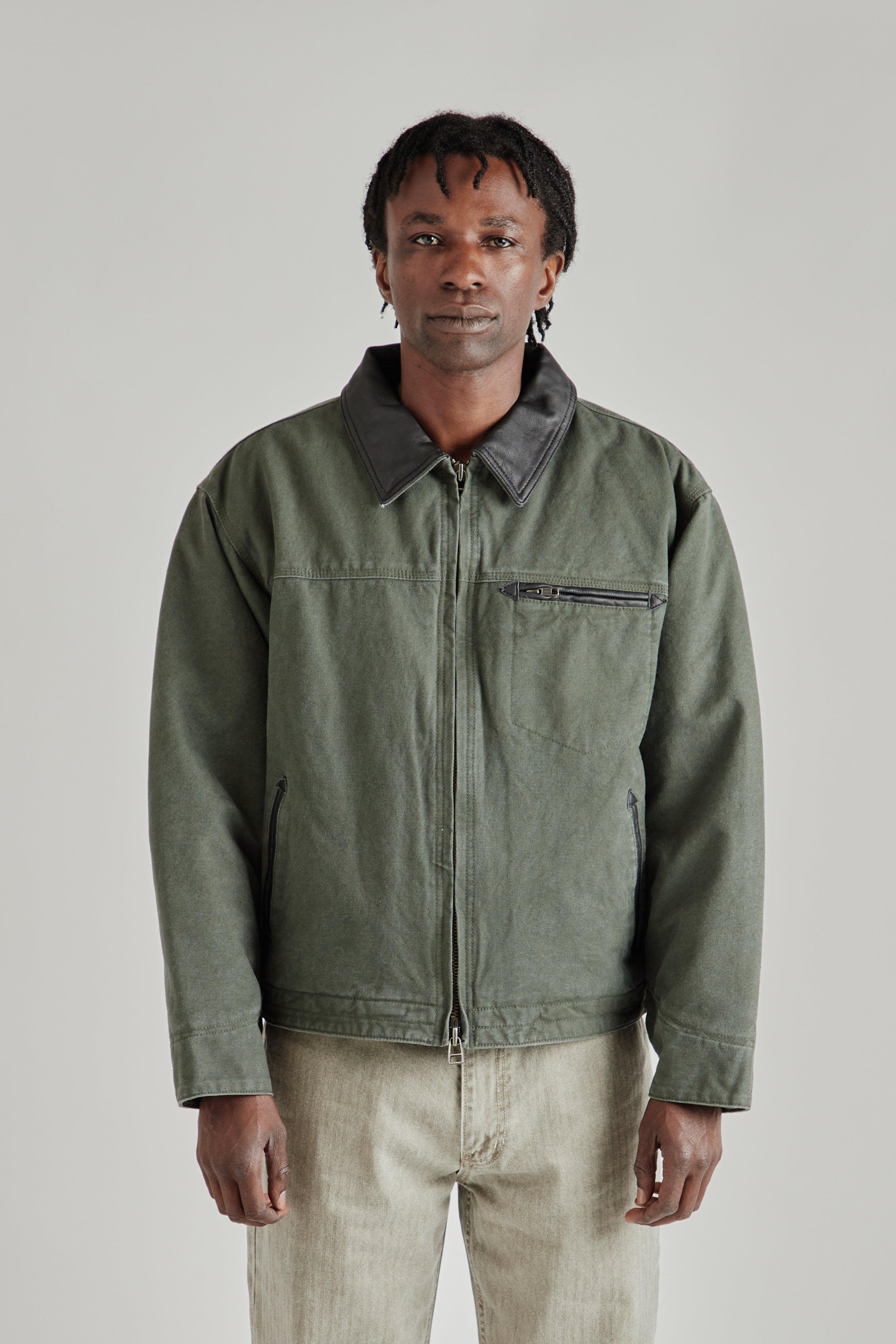 Heavy Canvas Destroyed Work Jacket - Olive