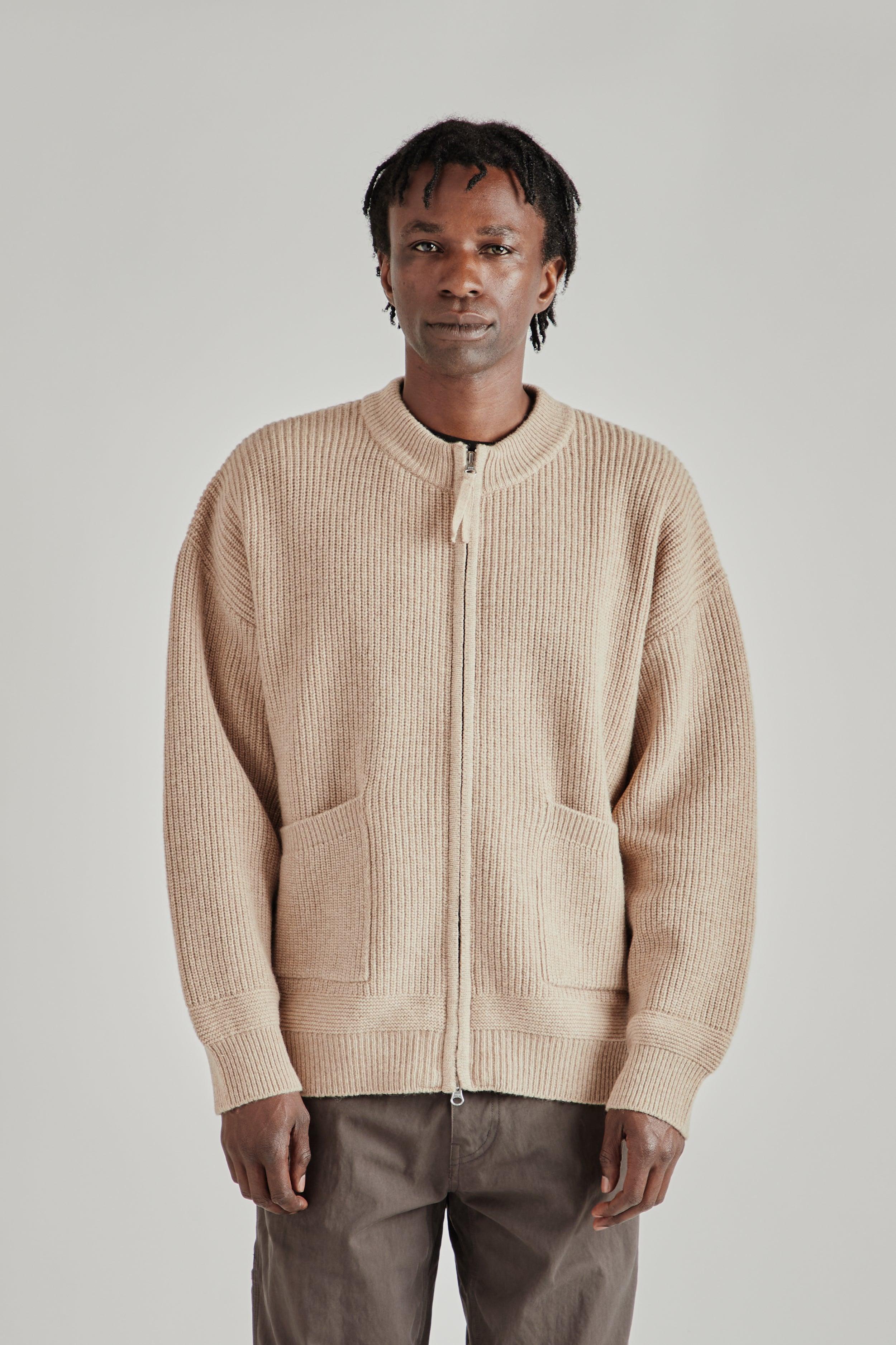 Wool Deck Zipup Cardigan - Oatmeal