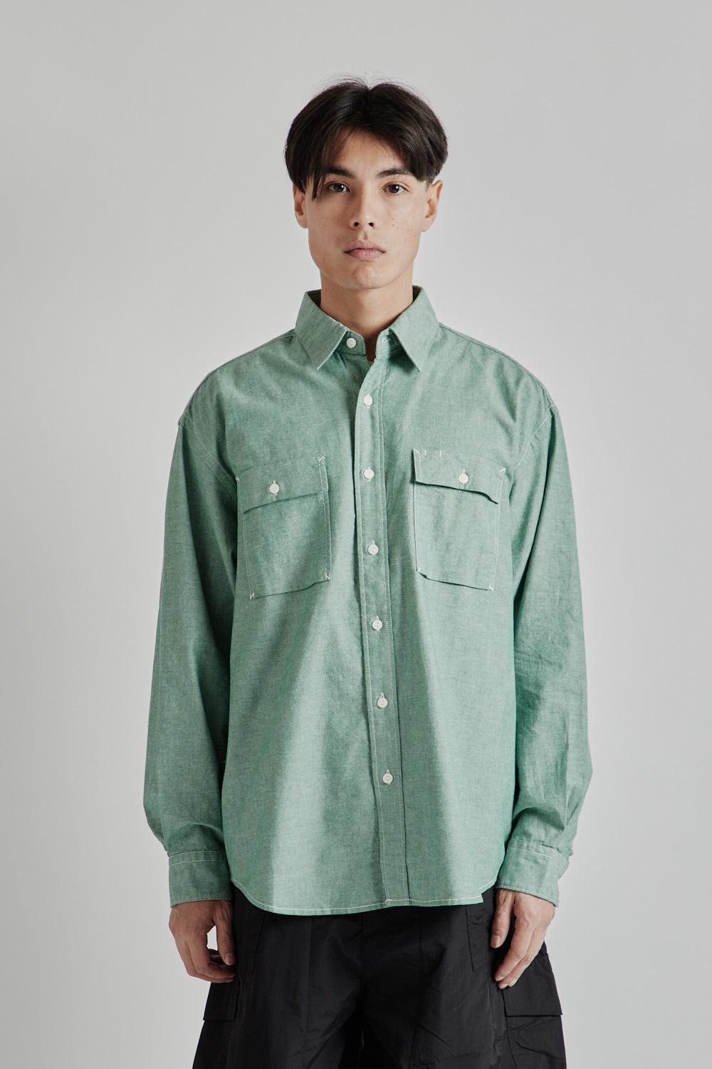 Cigarette Pocket Chambray Shirt - Green