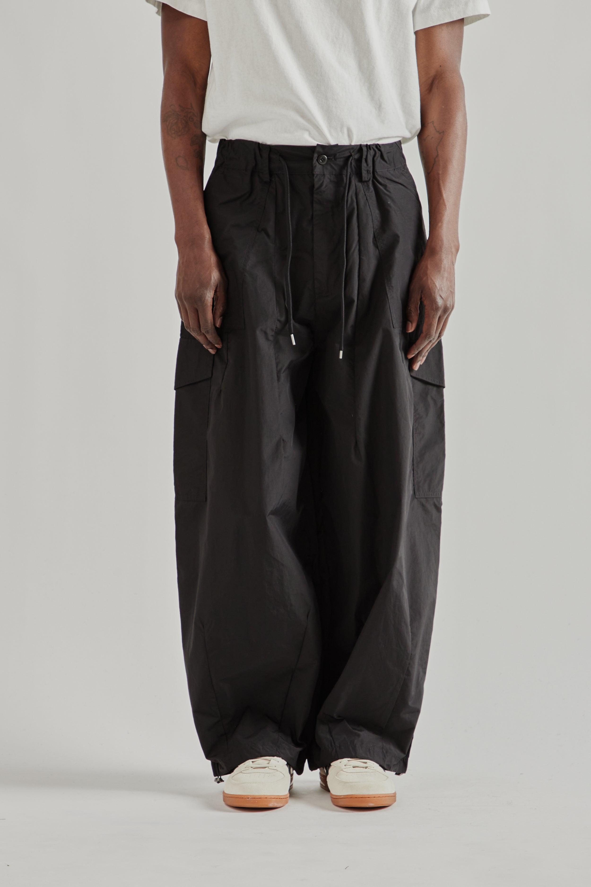 Nylon Cargo Balloon Pants - Black
