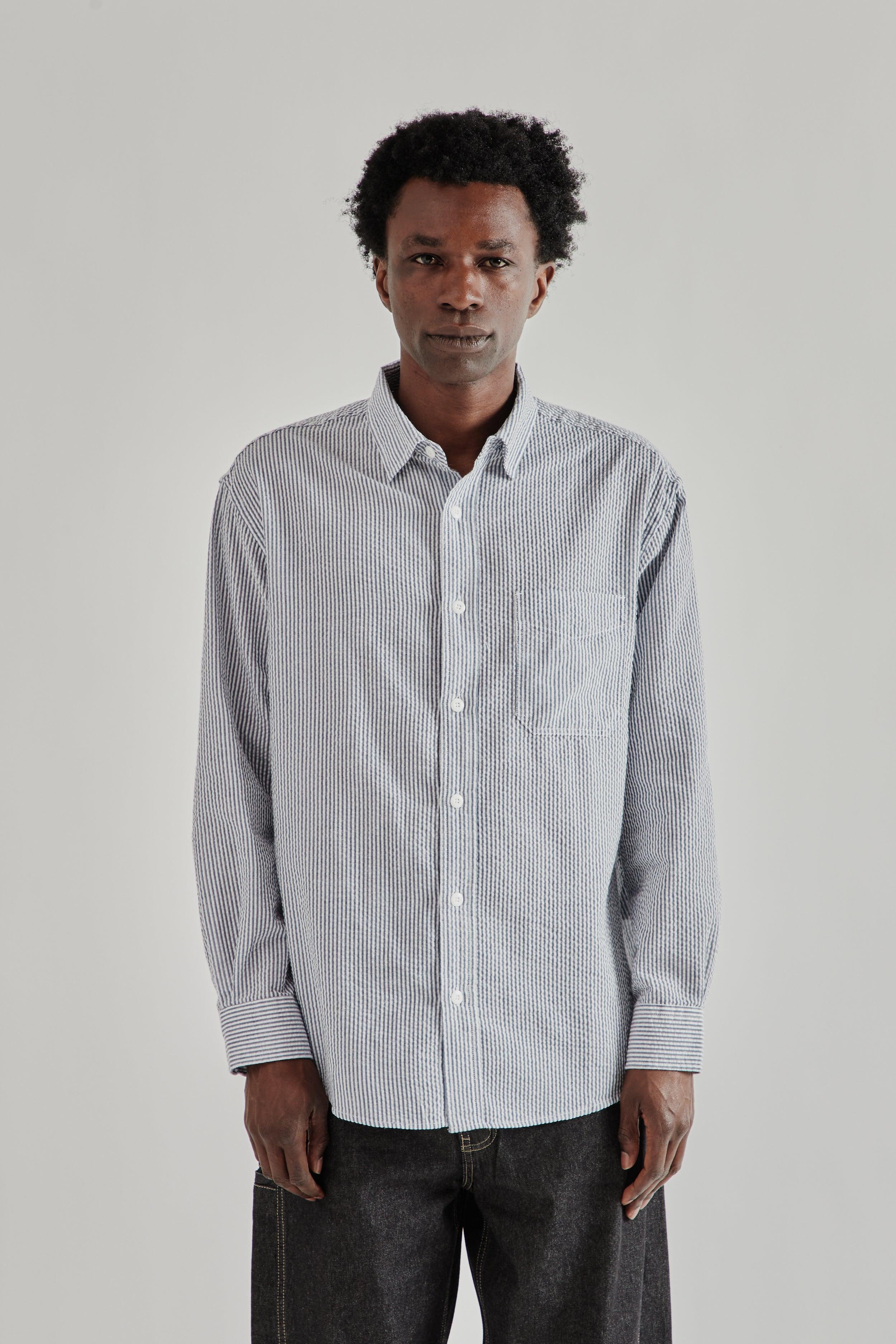 OG Stripe Seersucker Shirt - Blue