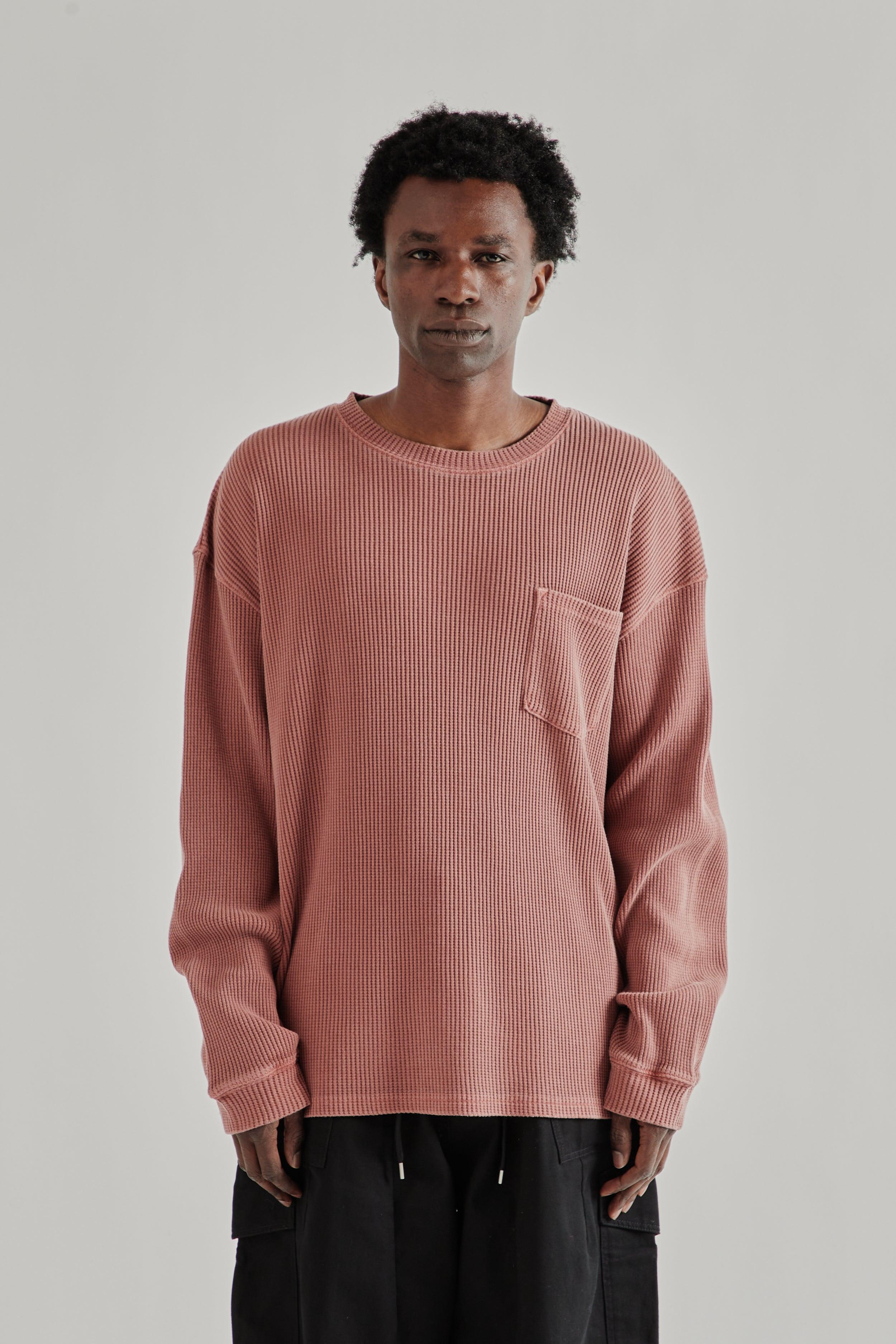 Pigment Dyeing Waffle Pocket Tee - Pink