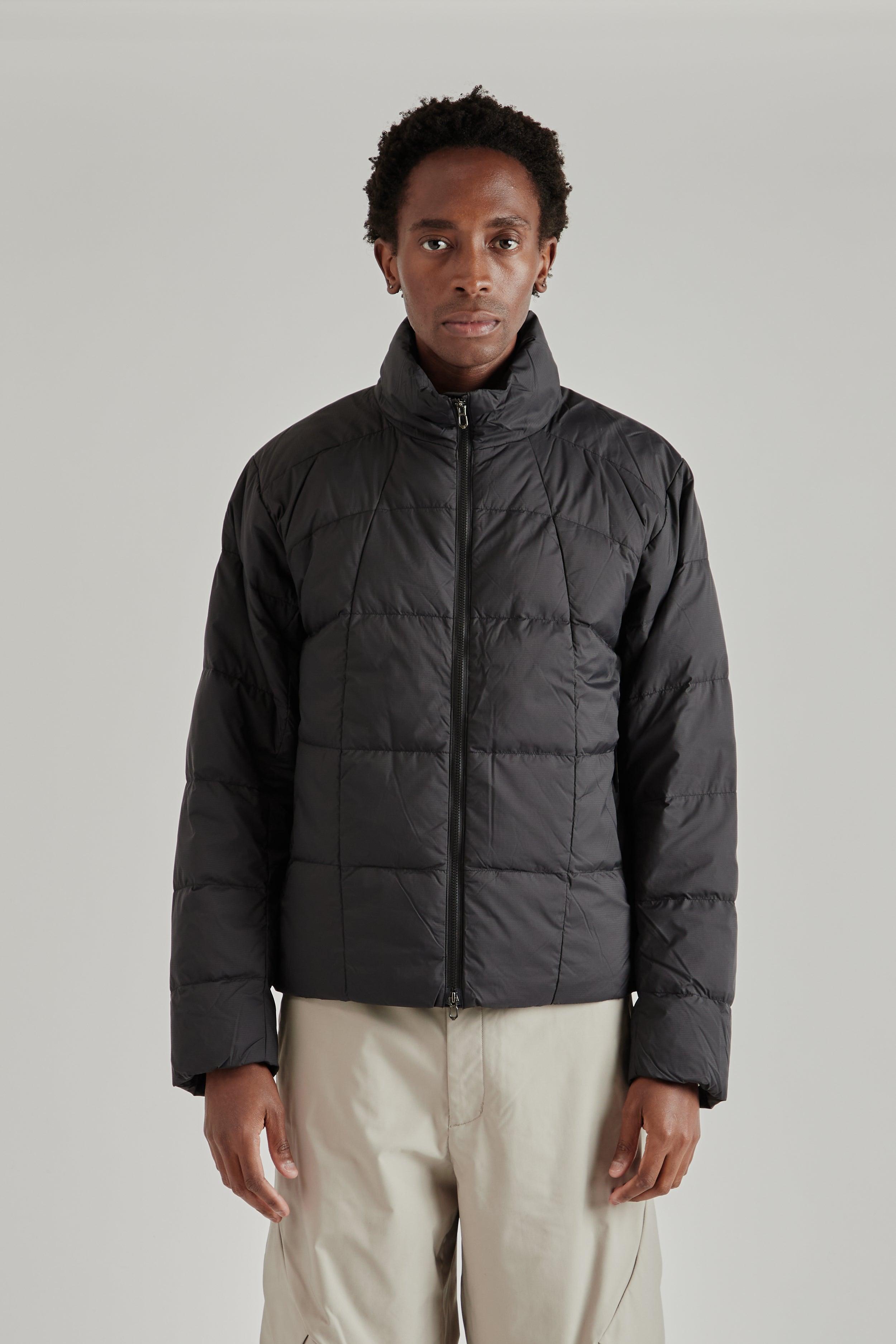 Gridded Down Jacket - Black