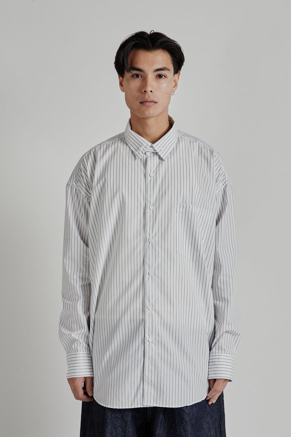 Nu Ventilation Long Sleeve Shirt - White/Navy Stripe