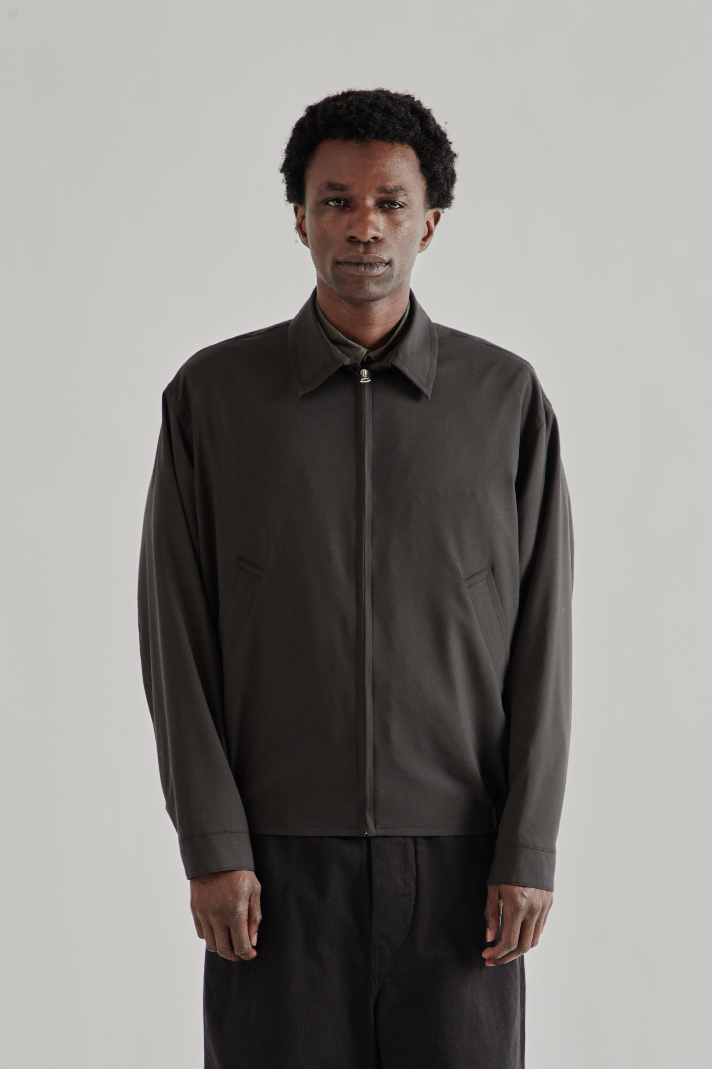Wool Poplin Zip Blouson - Ink Black