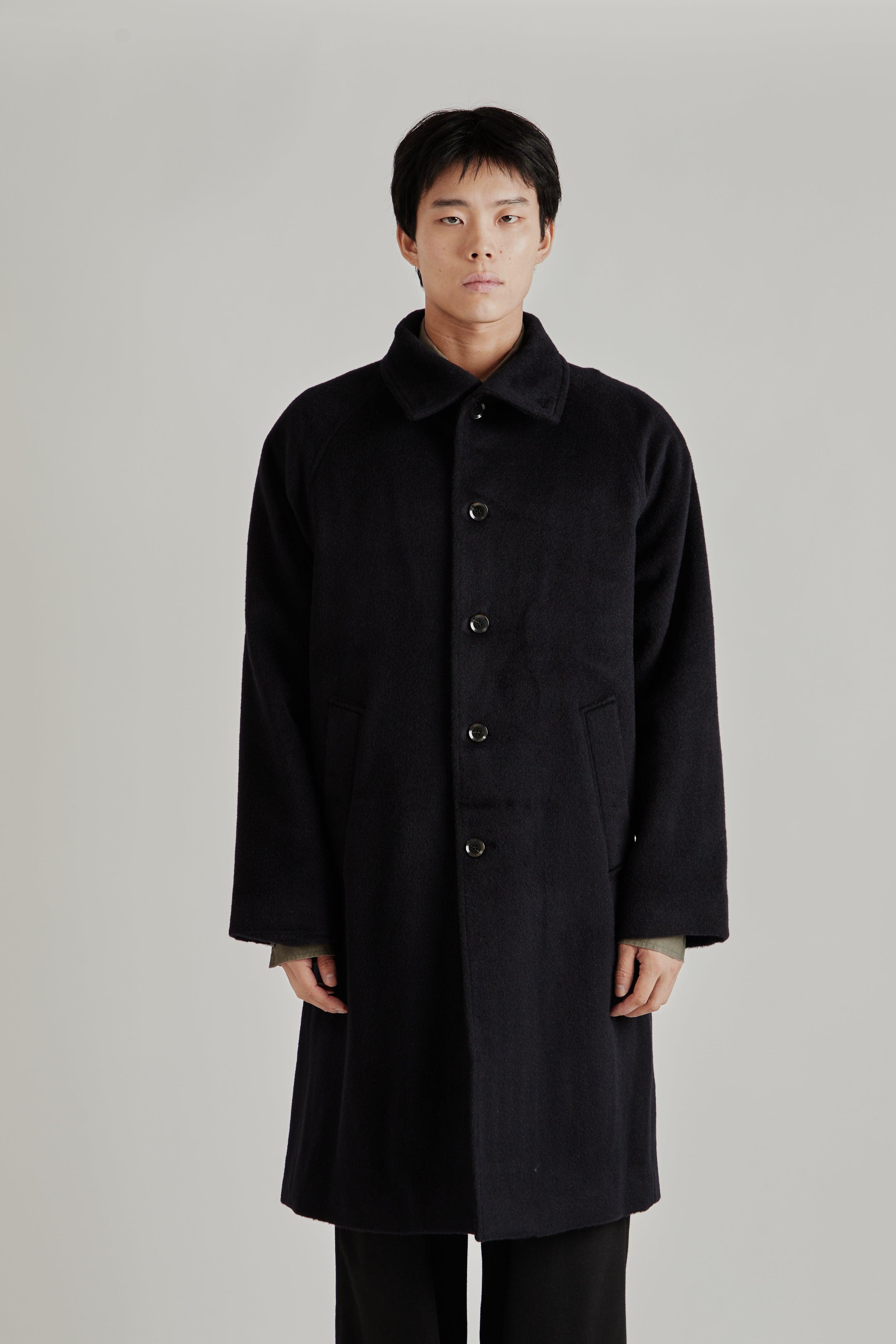 Merely Wool Flannel Raglan Coat - Liberty Navy