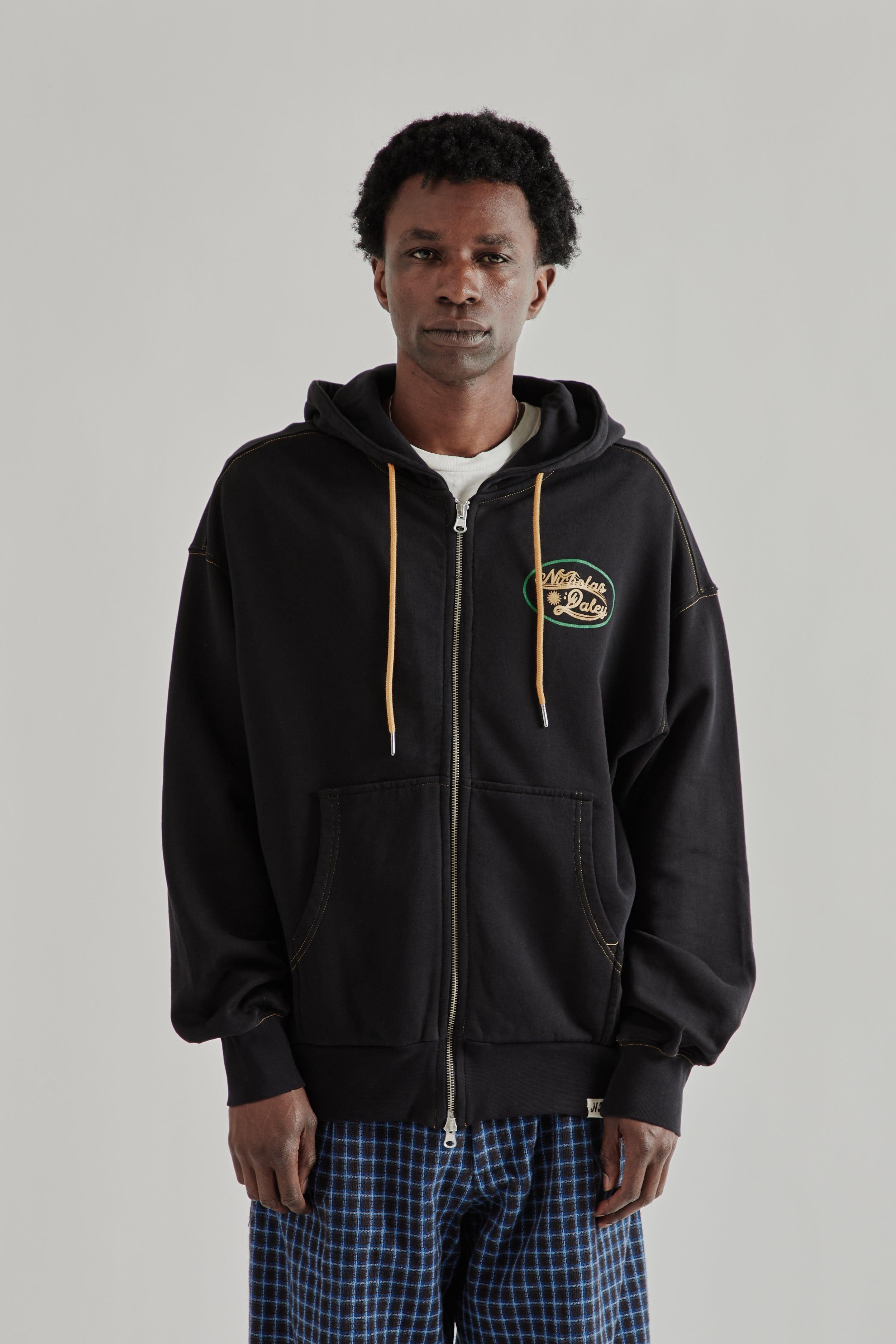 Roots Zip Up Hoodie - Black