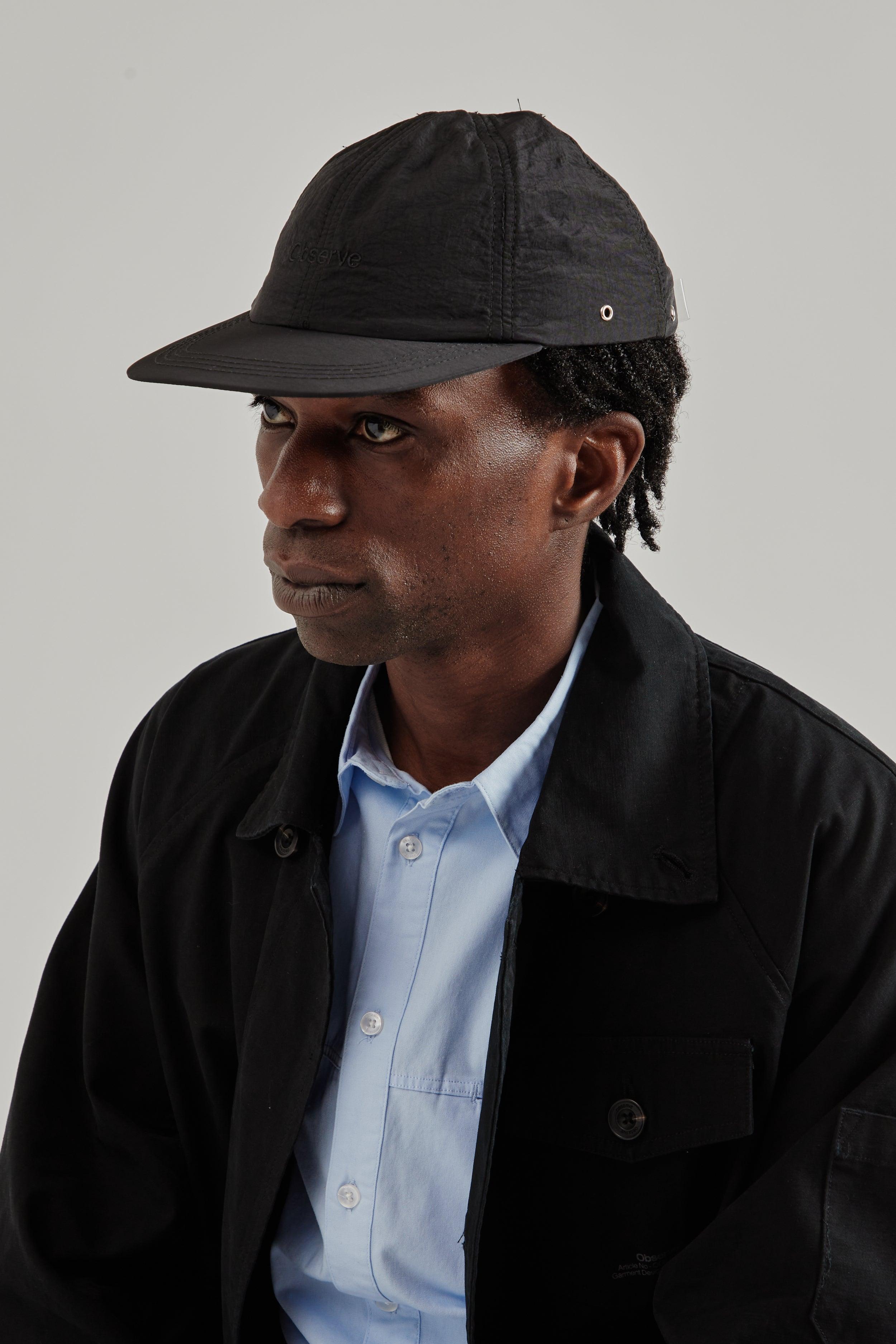 Crinkle Nylon Logo Cap - Midnight