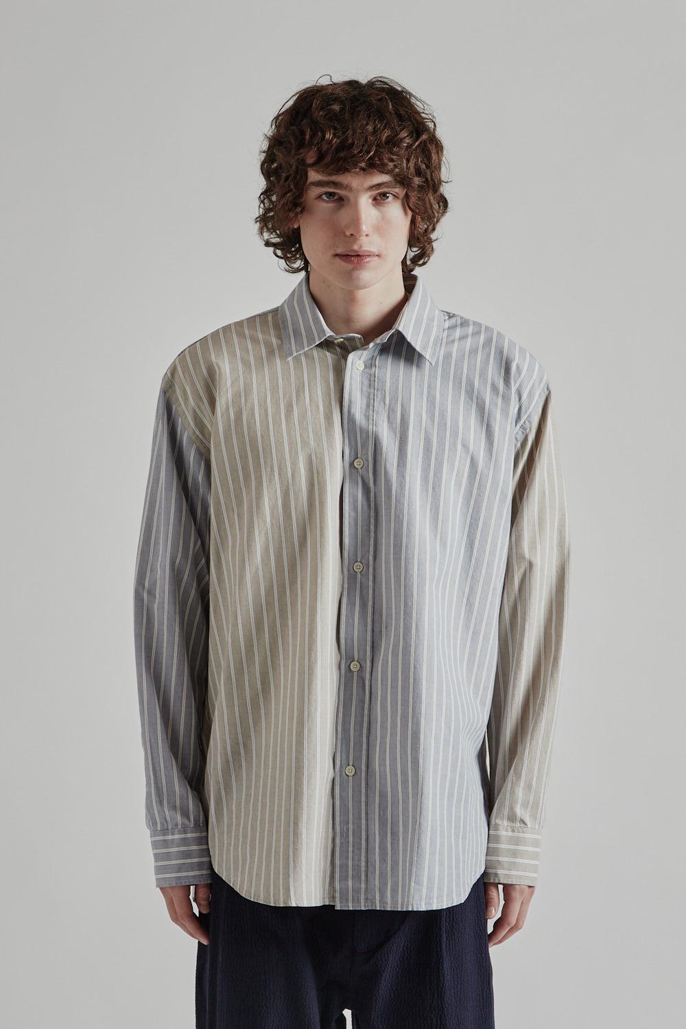 Family Shirt - Blue Beige Stripes