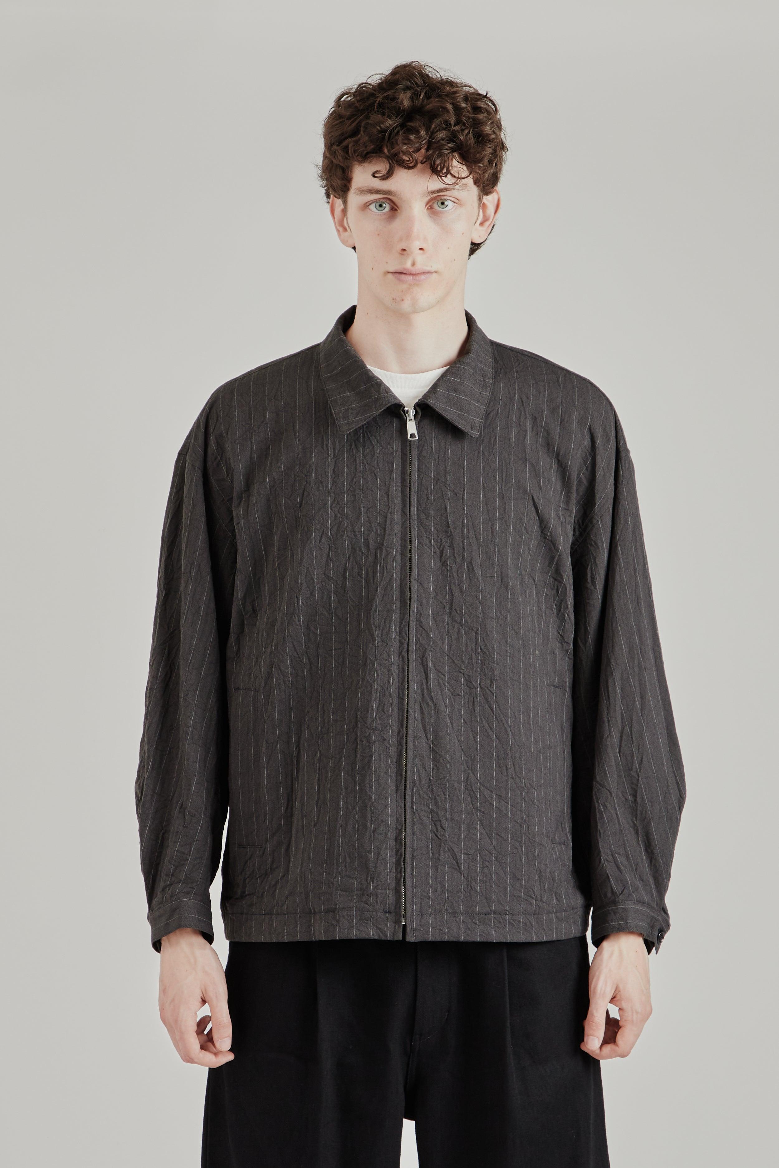 Creasy Zip Up Blouson - Charcoal