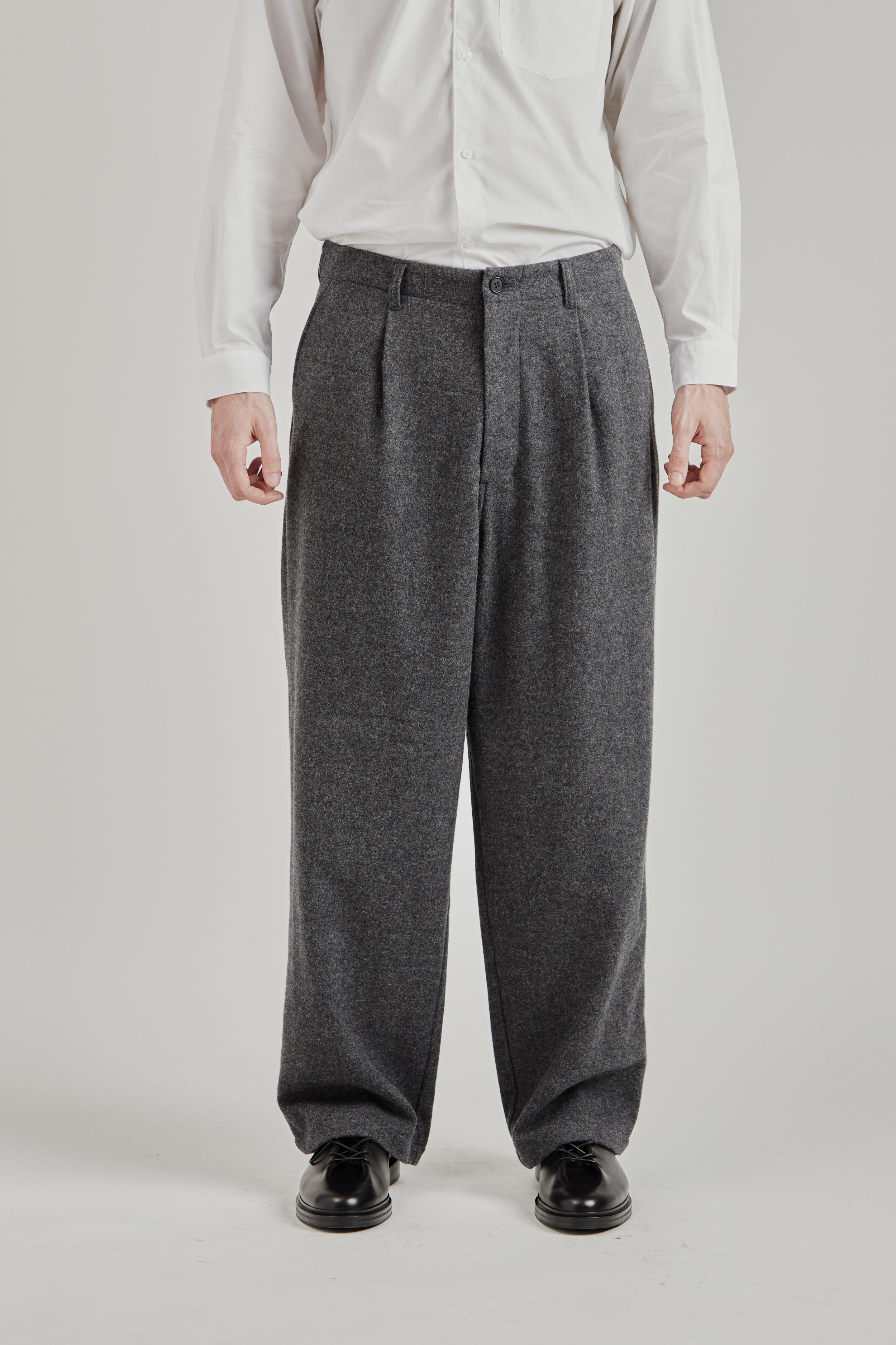 Wool/Nylon Wide Pants - Grey