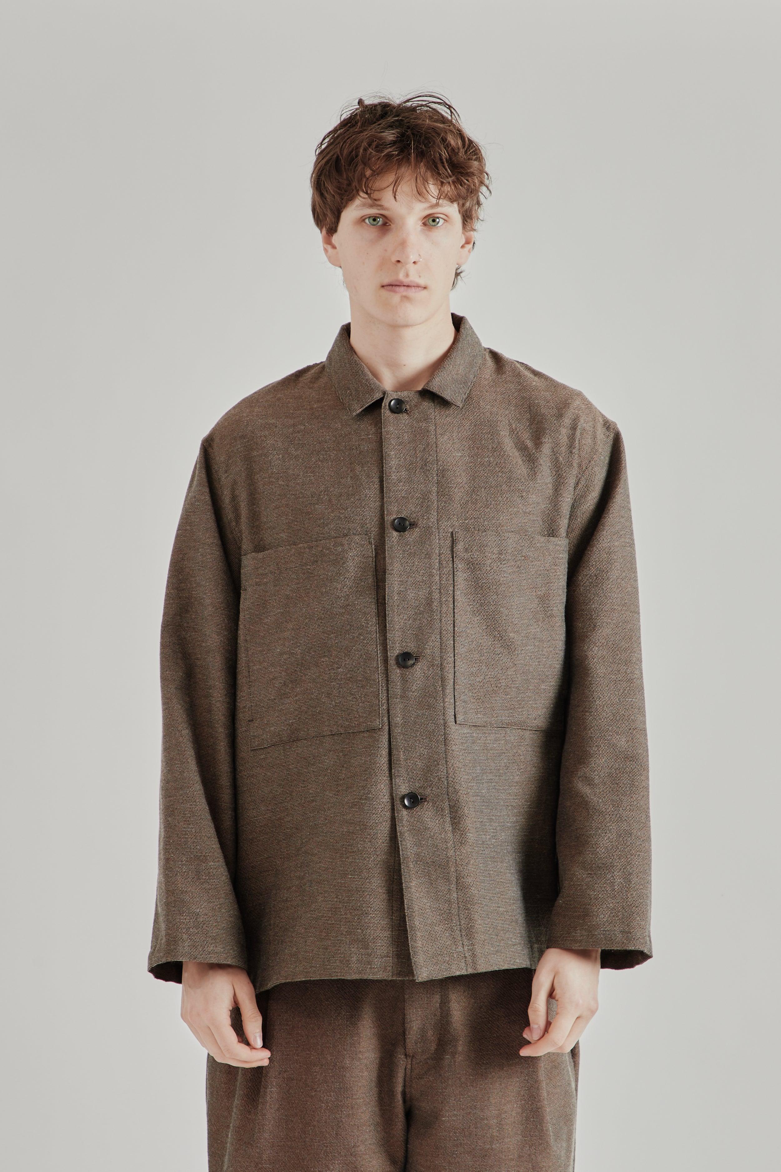 Mixed Colour Shirt Jacket - Brown