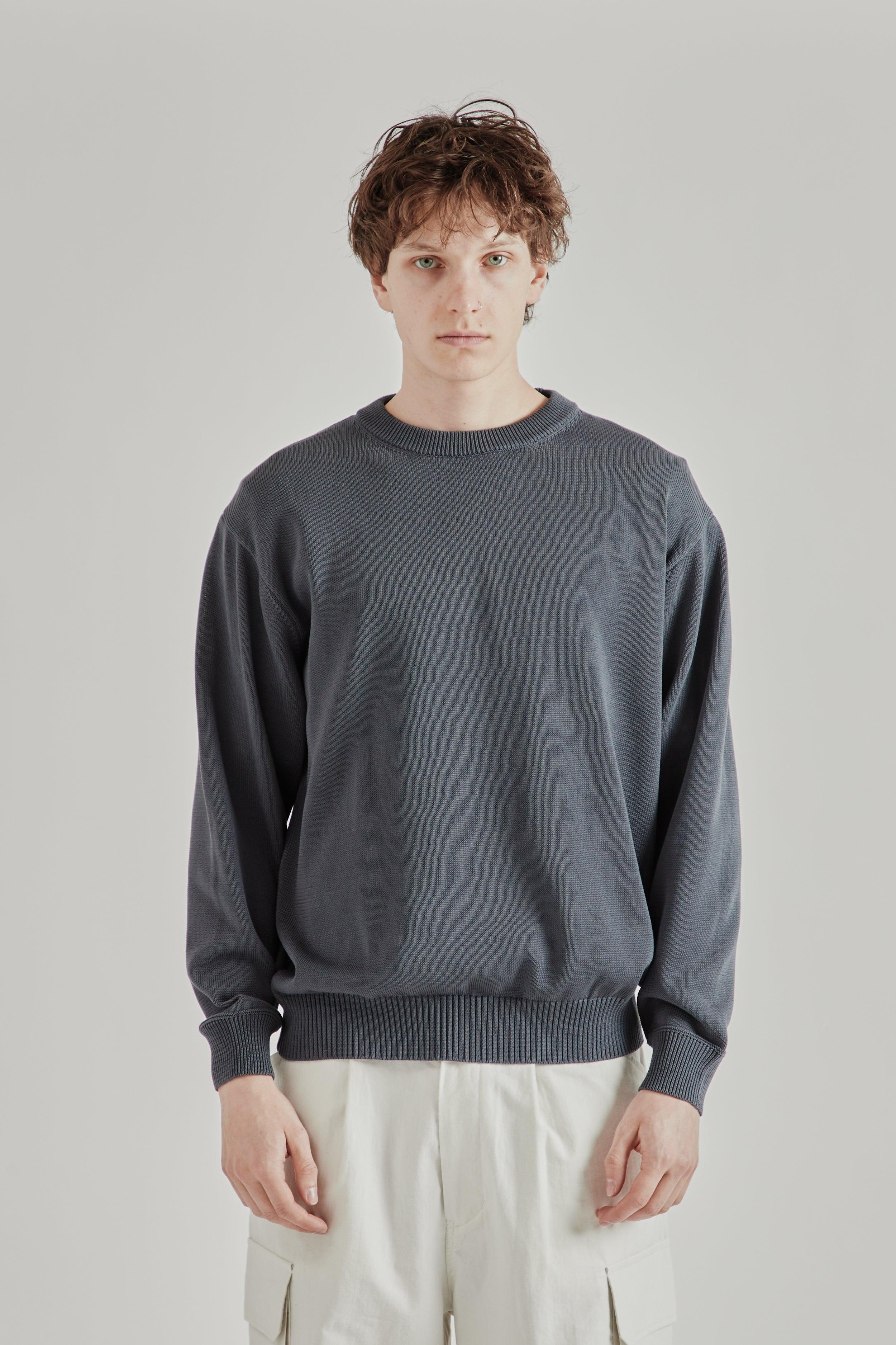 10G Cotton Sweater - Blue Grey