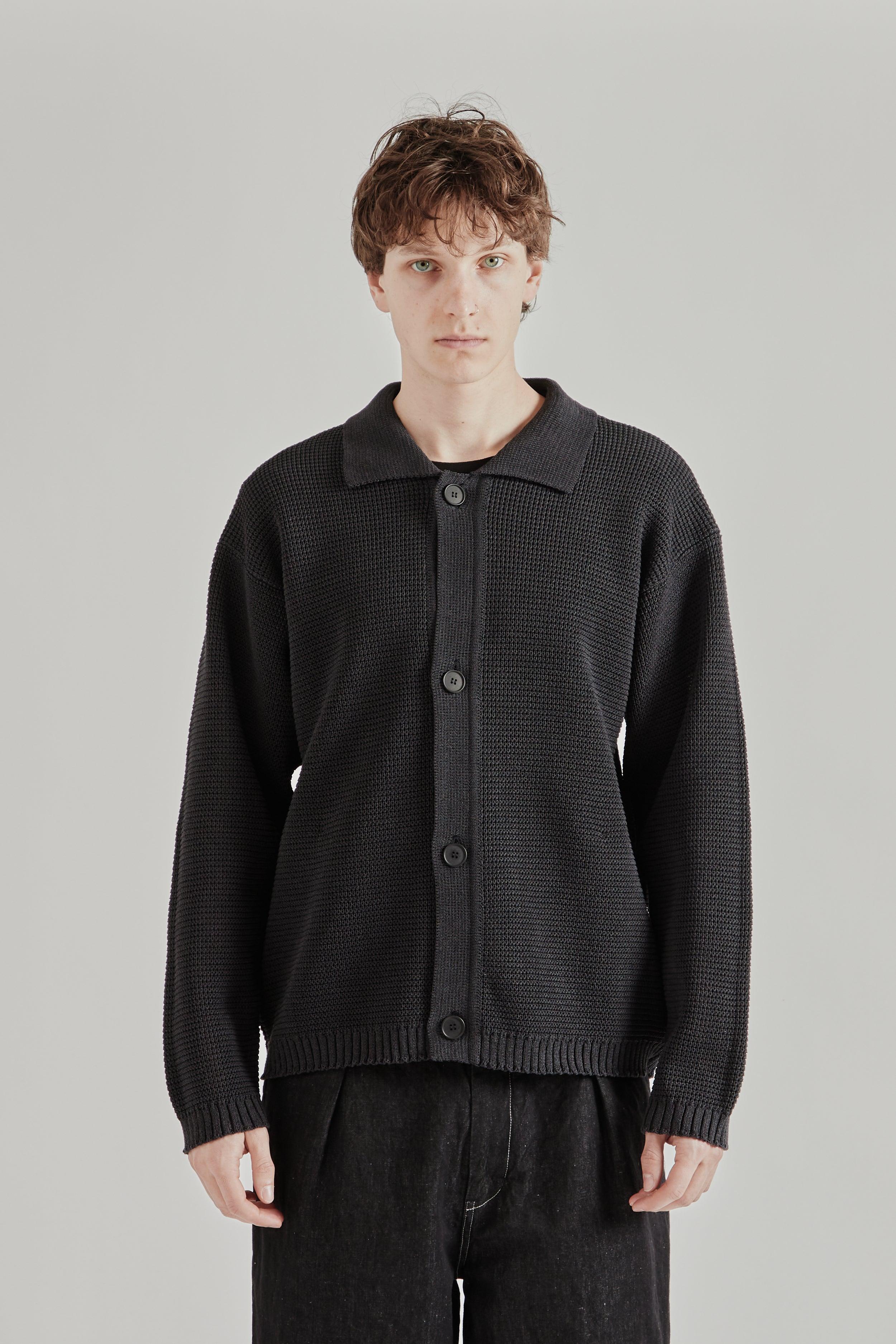 Paper Mixed Knit Blouson - Ink Black