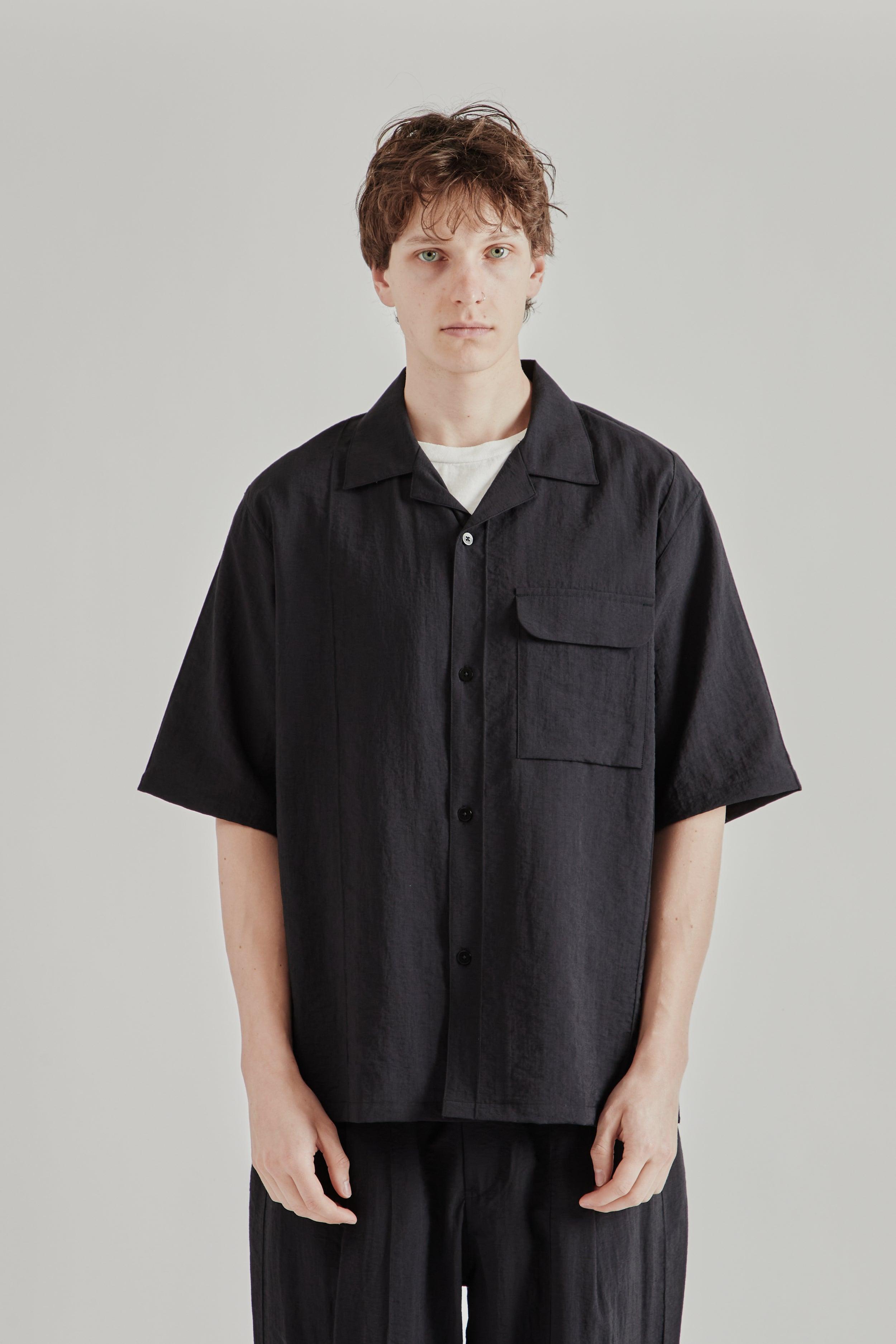 Pin Tuck Half Sleeve Shirt - Black