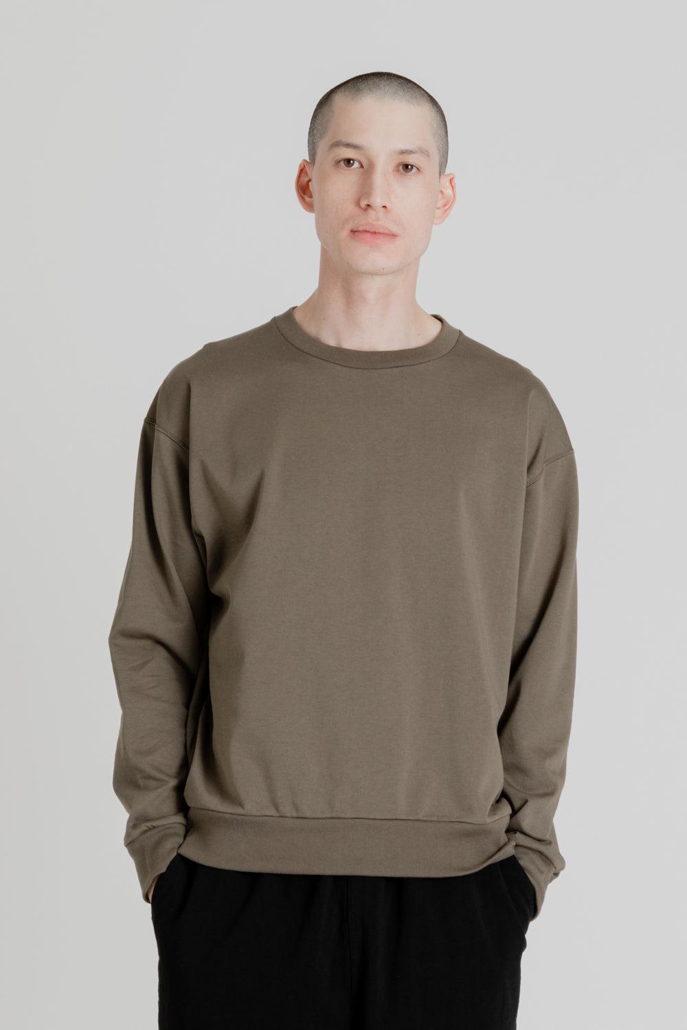 Pima Drop Crew Sweatshirt - Khaki