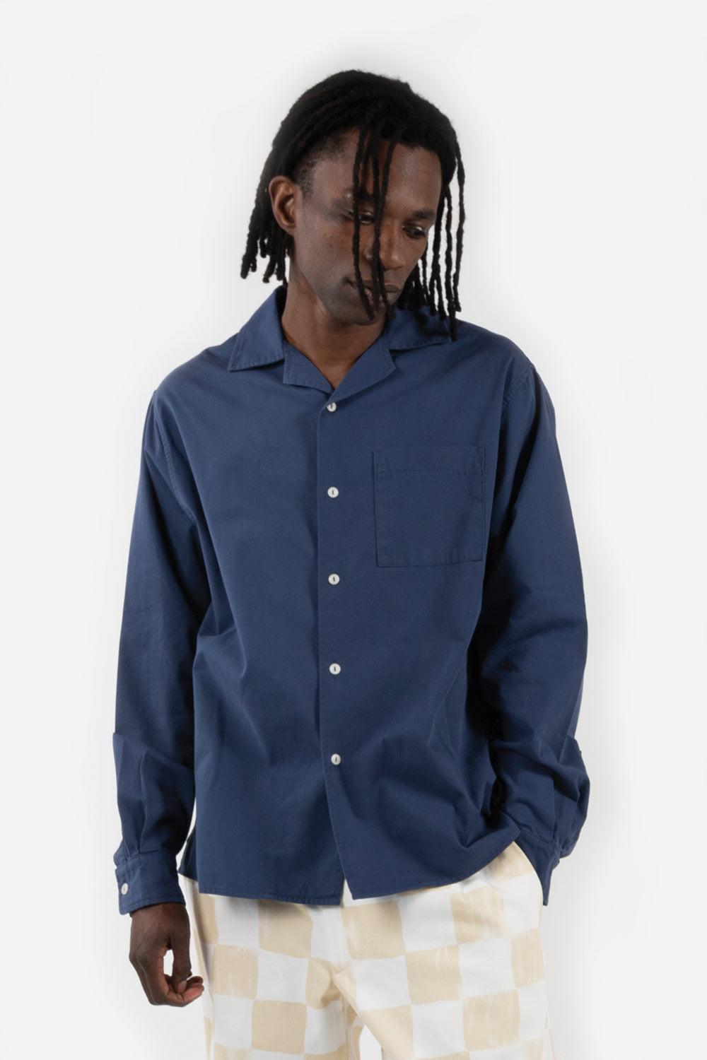 LS Bowling Shirt - Poplin Work Blue